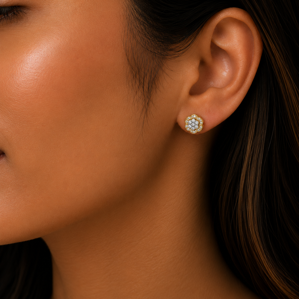 Round Cluster Lab-Grown Diamond Stud