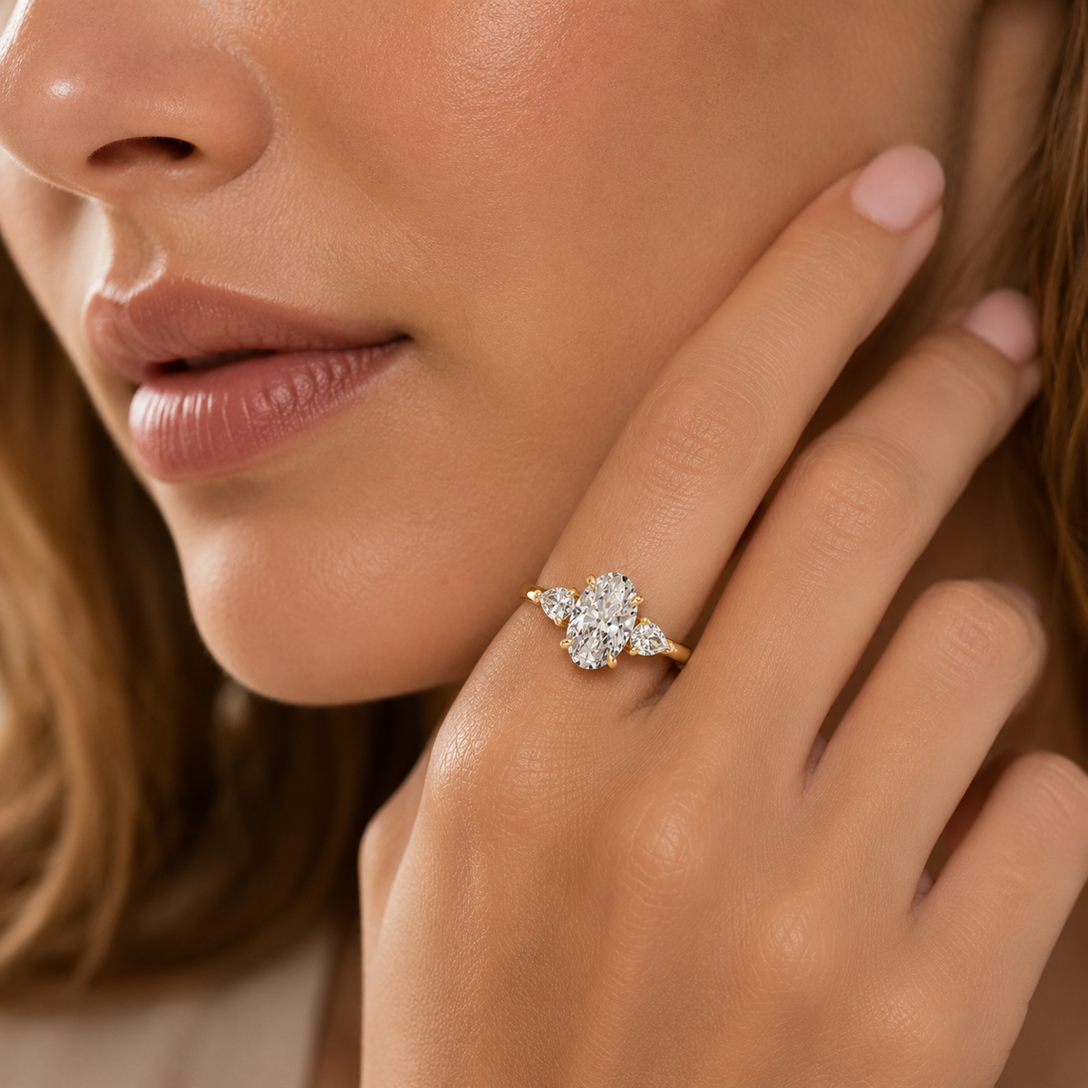 Oval Cut Lab-Grown Diamond Three-Stone Ring