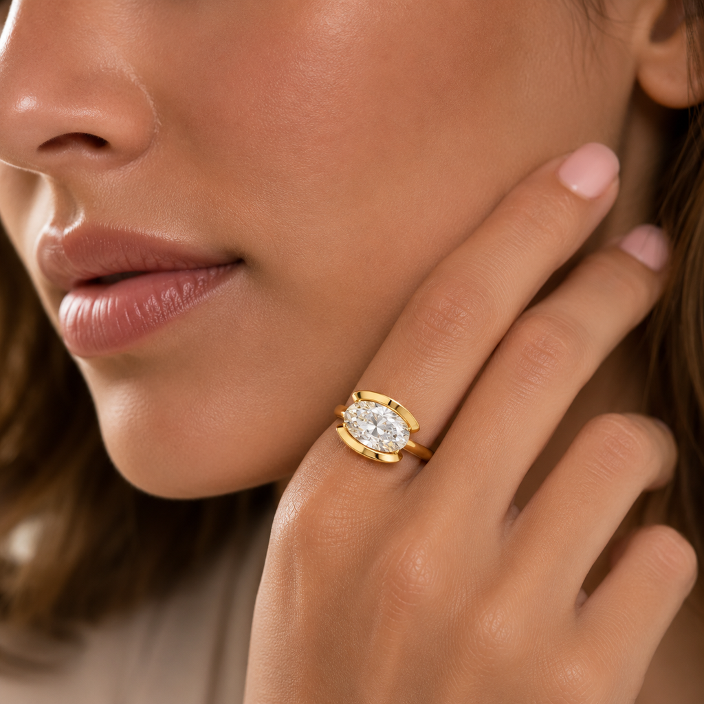 Oval Cut Lab-Grown Diamond Solitaire Ring