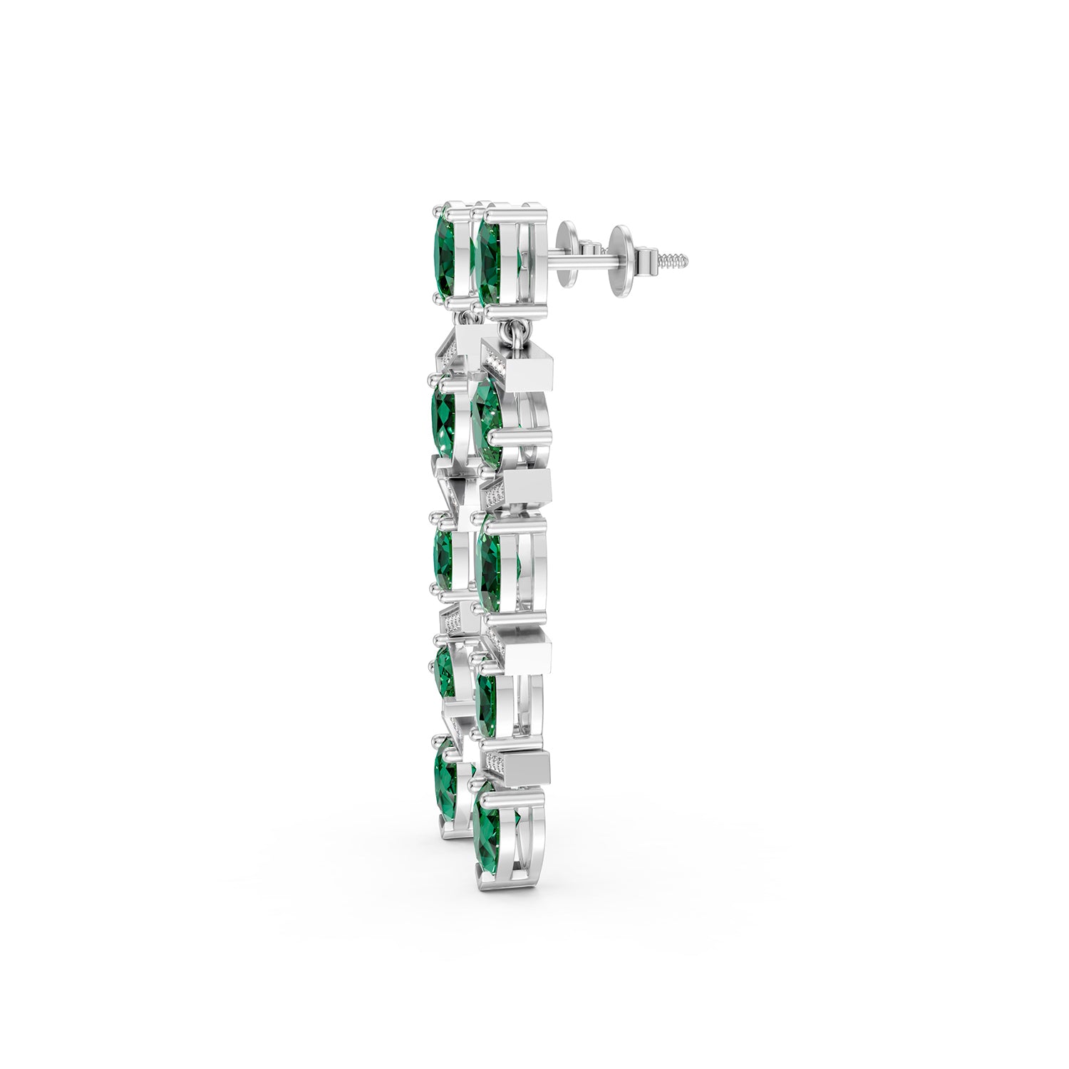 Marquise Cut Green Gemstone & Lab-Grown Diamond Drop Earrings