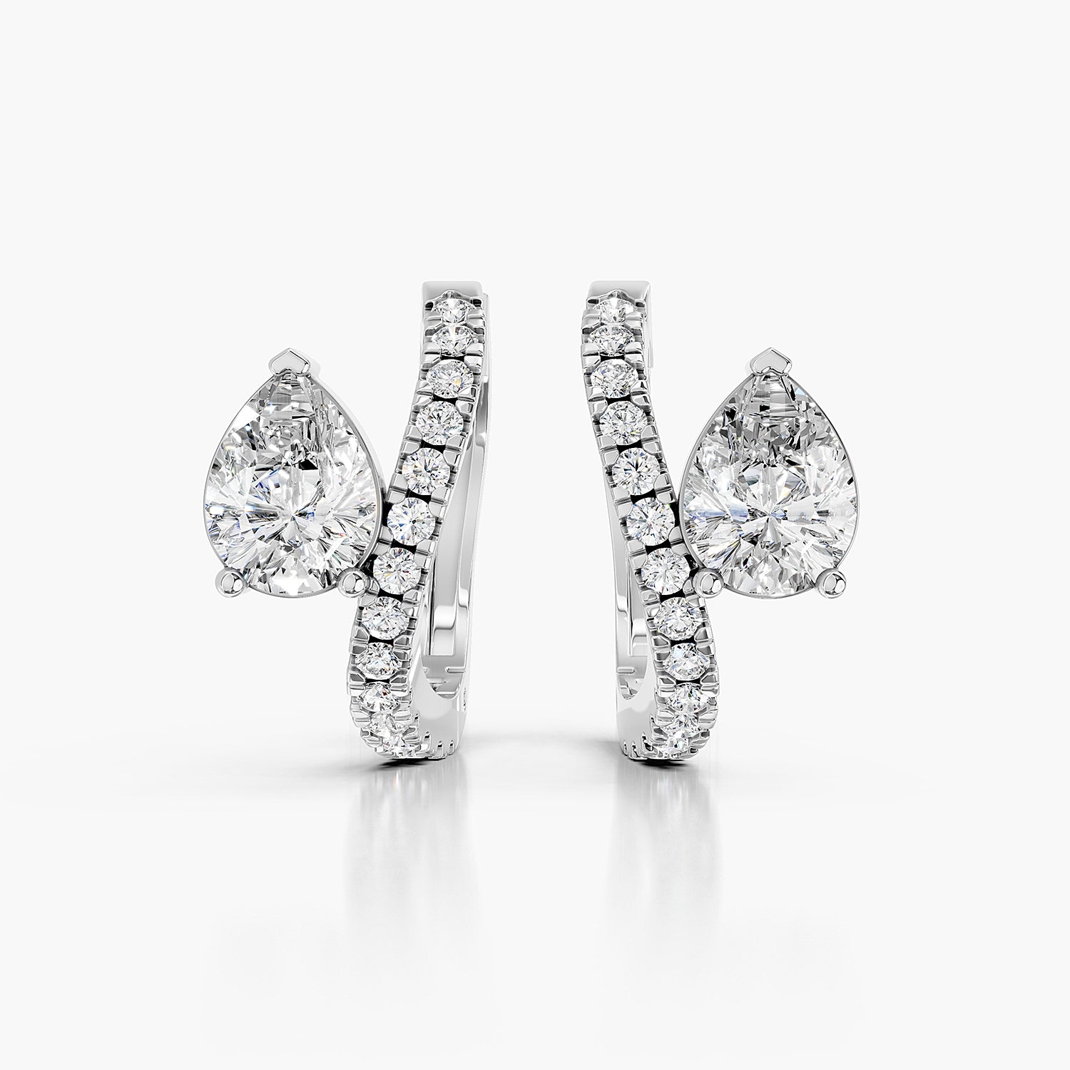 Pear Cut Lab-Grown Diamond Halo Hoop Earrings