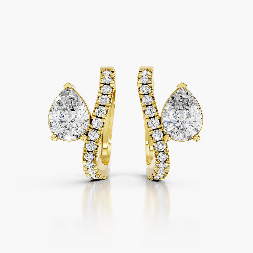 Pear Cut Lab-Grown Diamond Halo Hoop Earrings