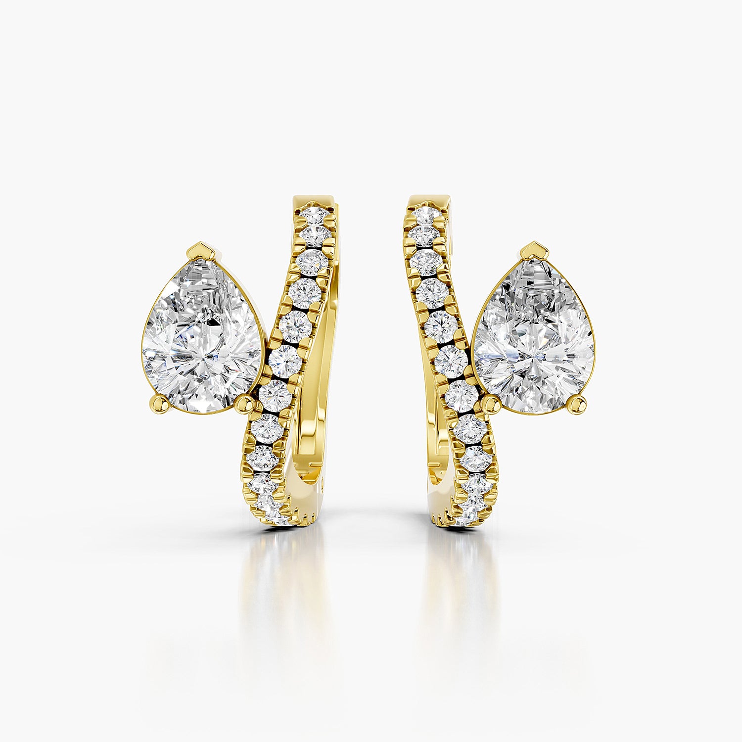Pear Cut Lab-Grown Diamond Halo Hoop Earrings