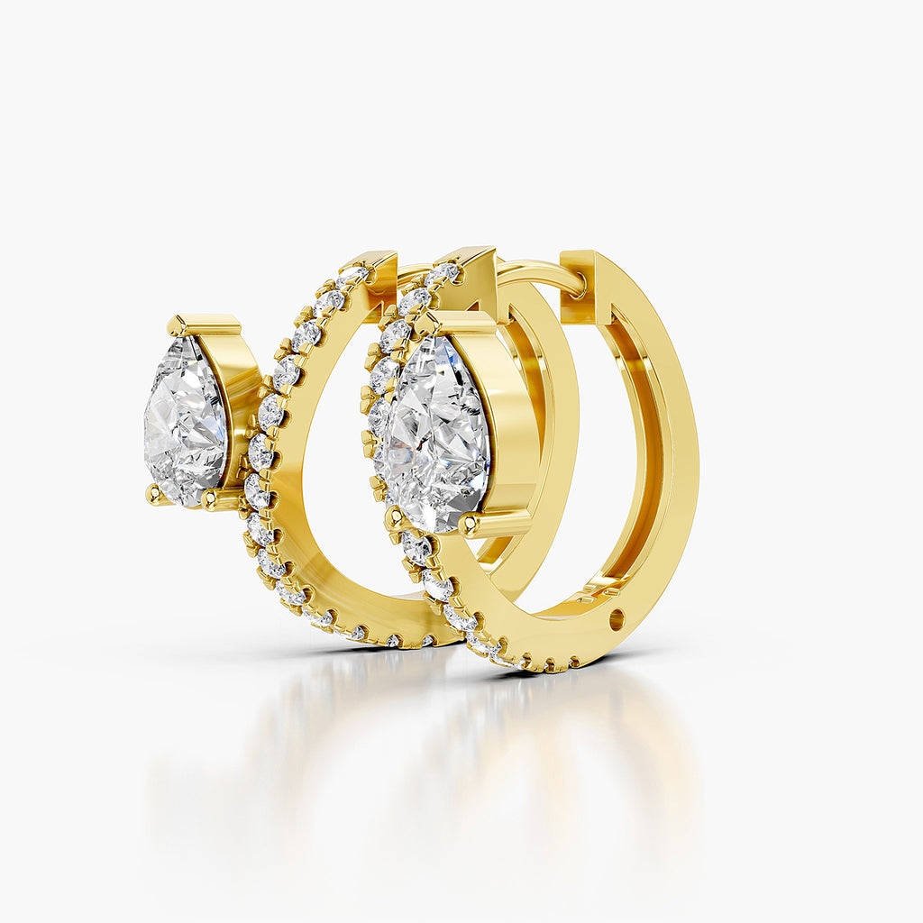 Pear Cut Lab-Grown Diamond Halo Hoop Earrings