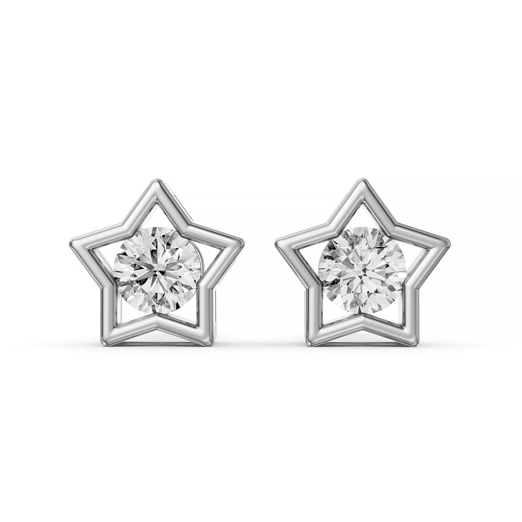 Star Frame Round Lab-Grown Diamond Stud Earrings