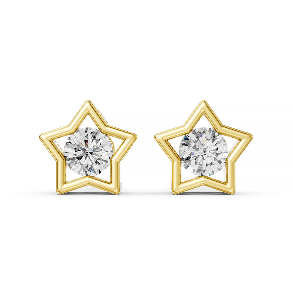 Star Frame Round Lab-Grown Diamond Stud Earrings