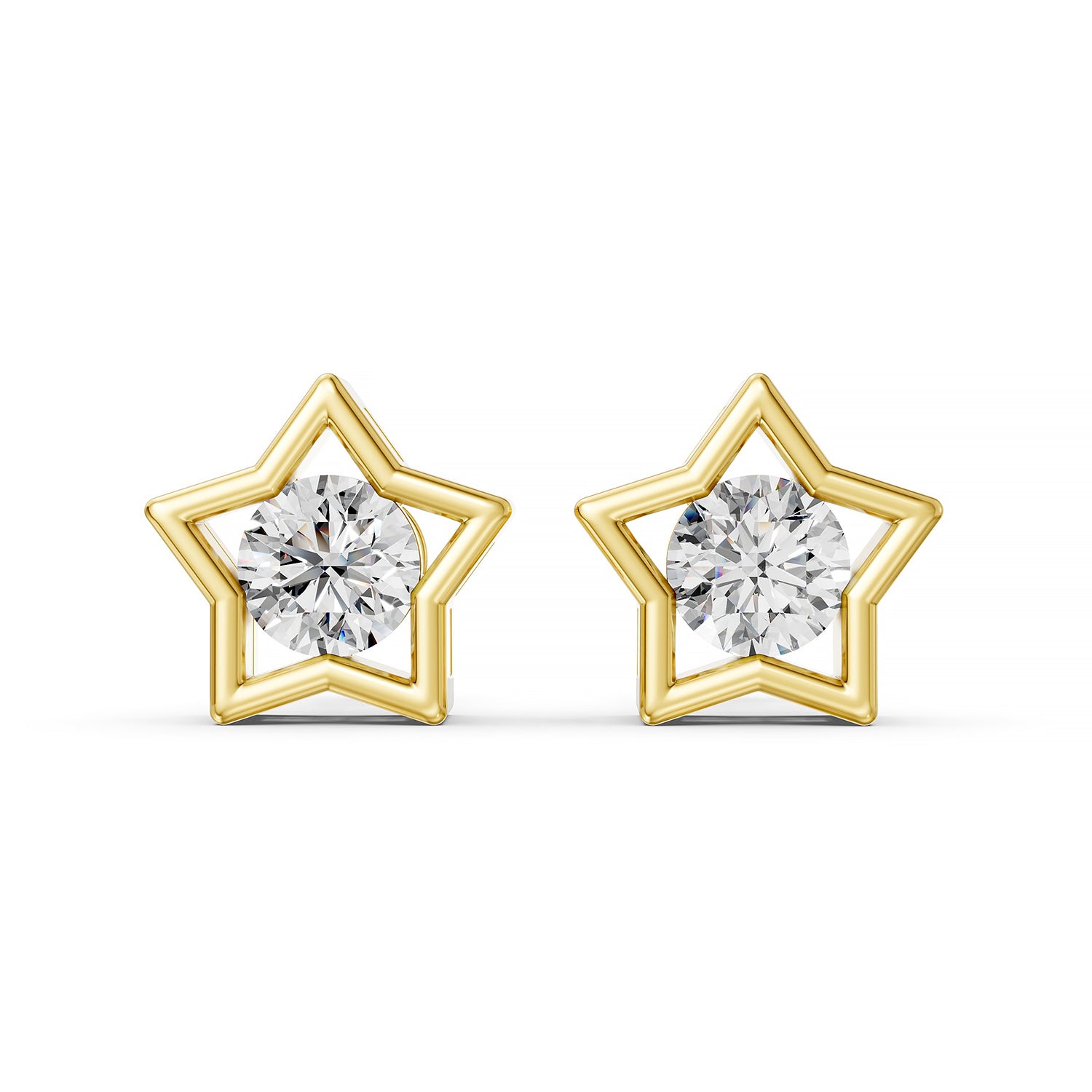 Star Frame Round Lab-Grown Diamond Stud Earrings