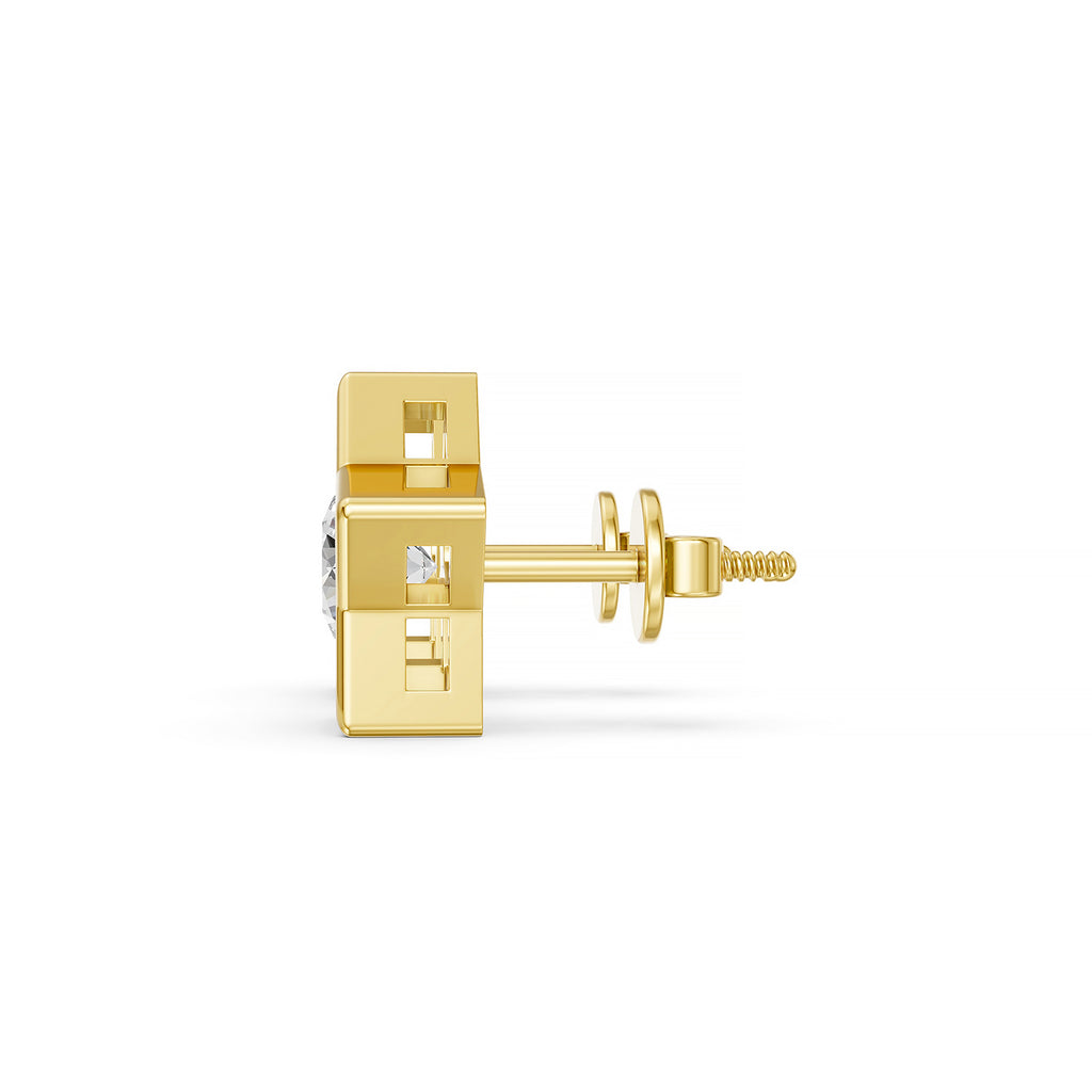 Star Frame Round Lab-Grown Diamond Stud Earrings