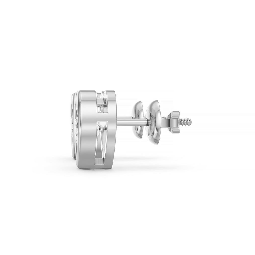 Heart Frame Round Lab-Grown Diamond Stud Earrings