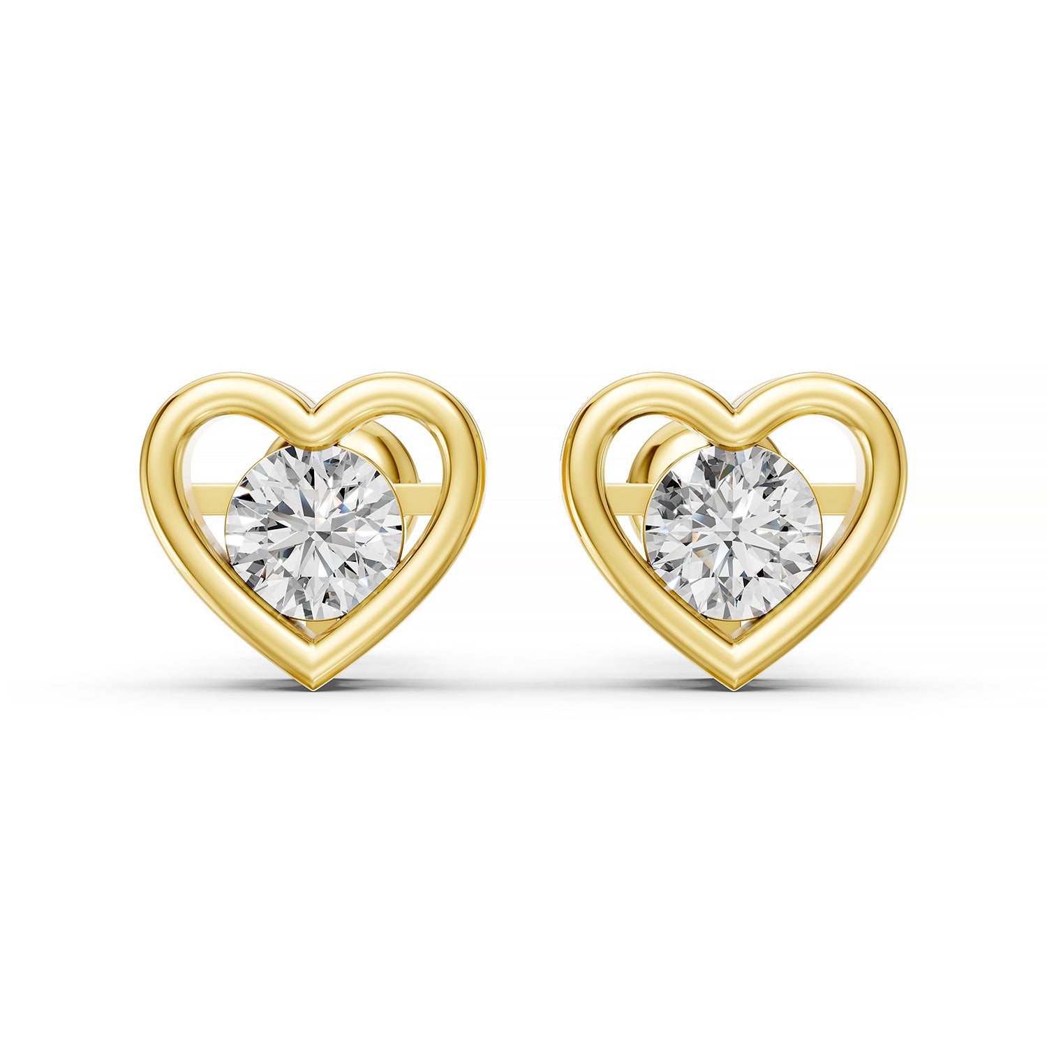 Heart Frame Round Lab-Grown Diamond Stud Earrings