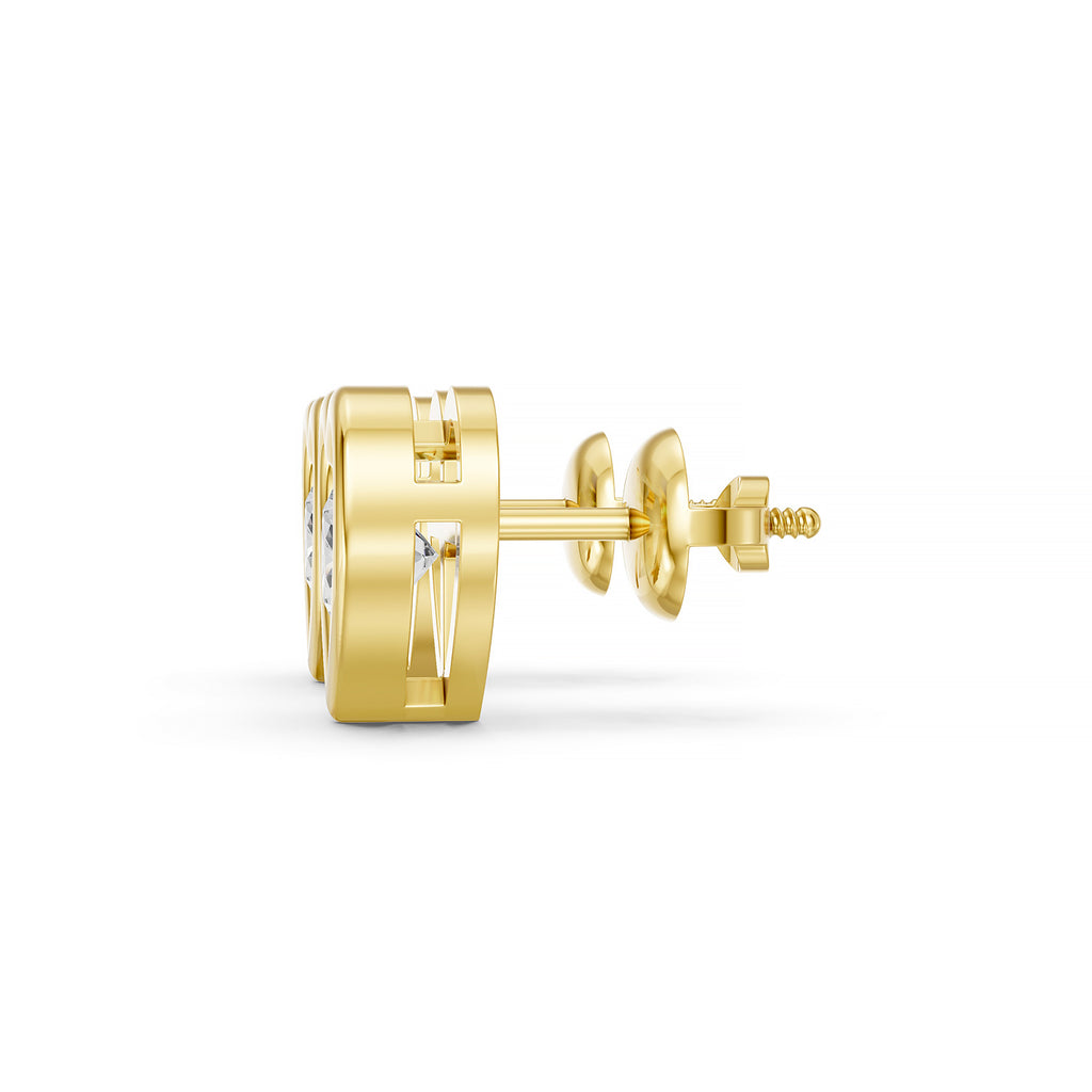Heart Frame Round Lab-Grown Diamond Stud Earrings