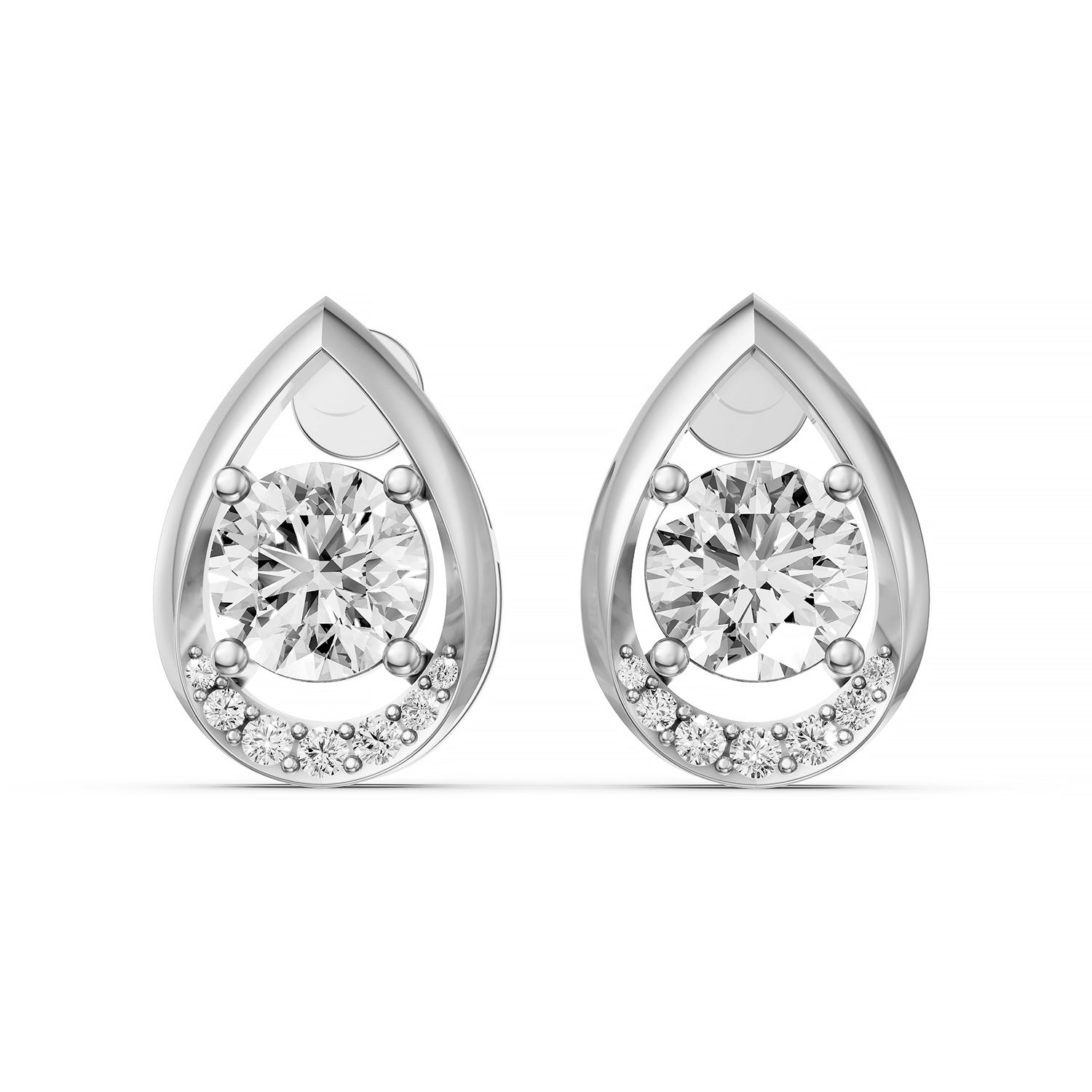 Teardrop Halo Lab-Grown Diamond Stud Earrings