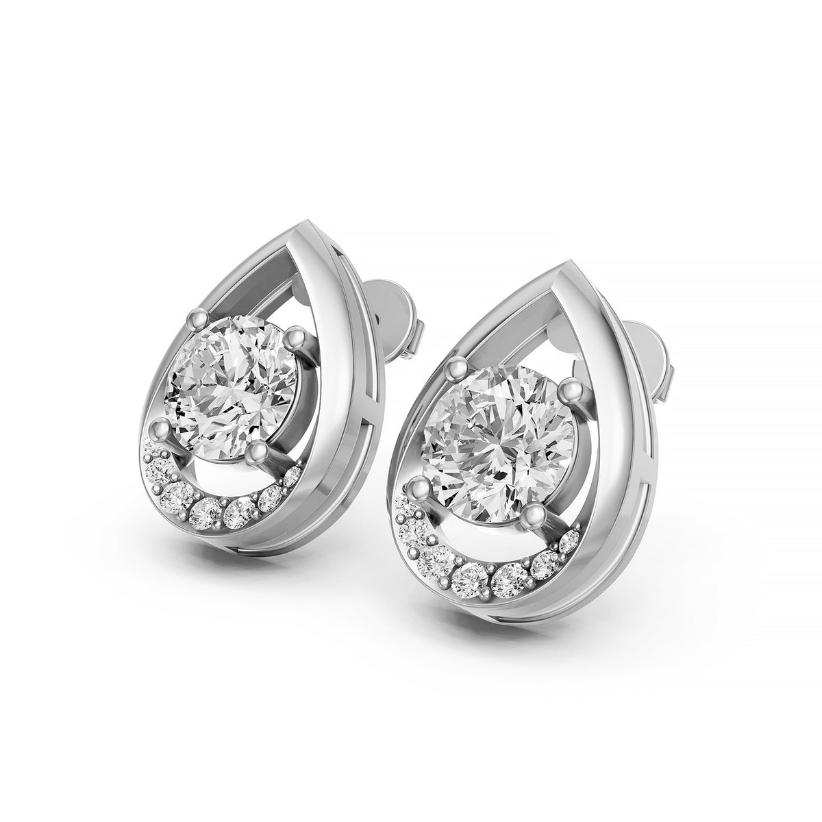 Teardrop Halo Lab-Grown Diamond Stud Earrings