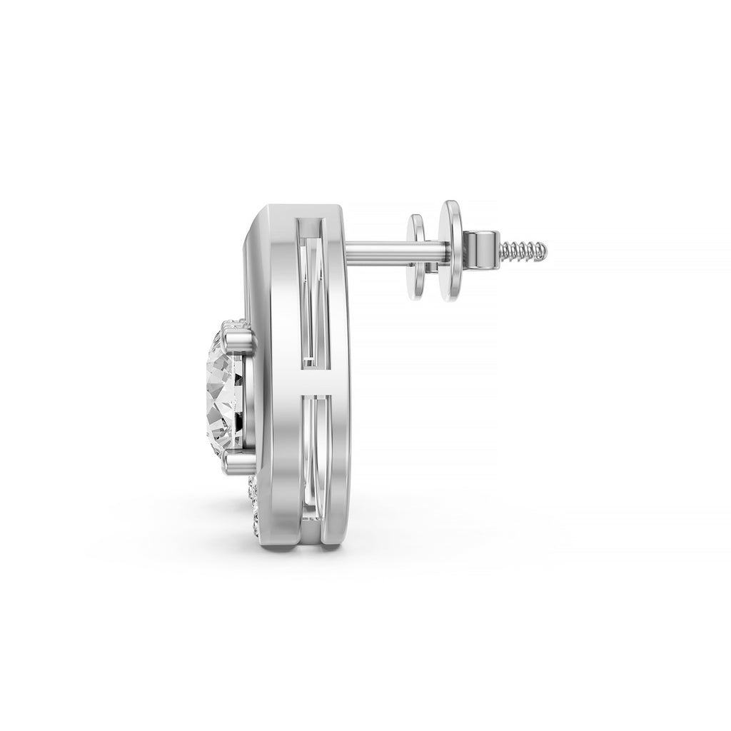 Teardrop Halo Lab-Grown Diamond Stud Earrings