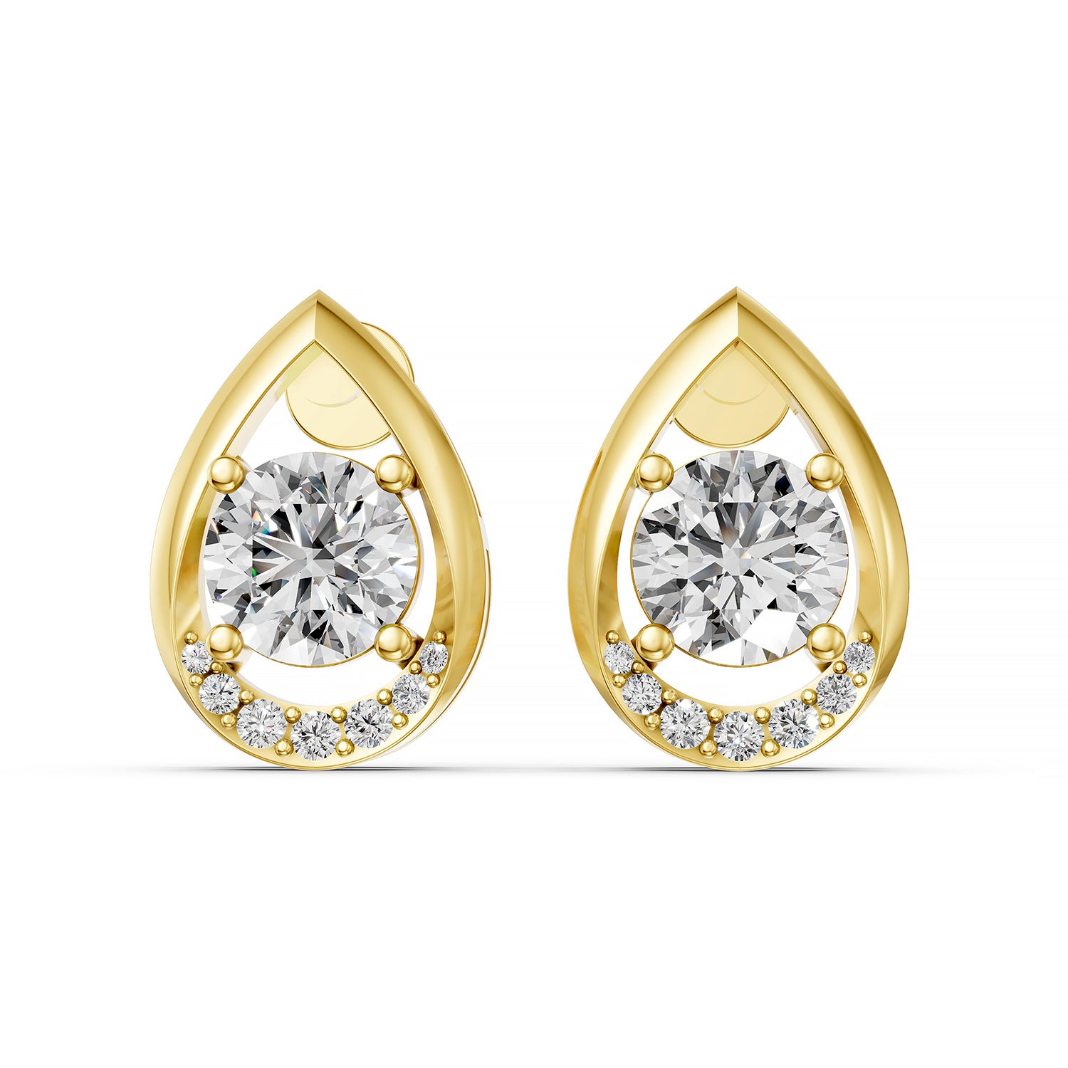 Teardrop Halo Lab-Grown Diamond Stud Earrings