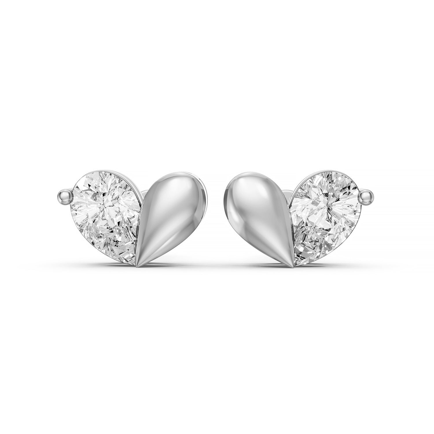 Pear Lab-Grown Diamond Leaf Stud Earrings