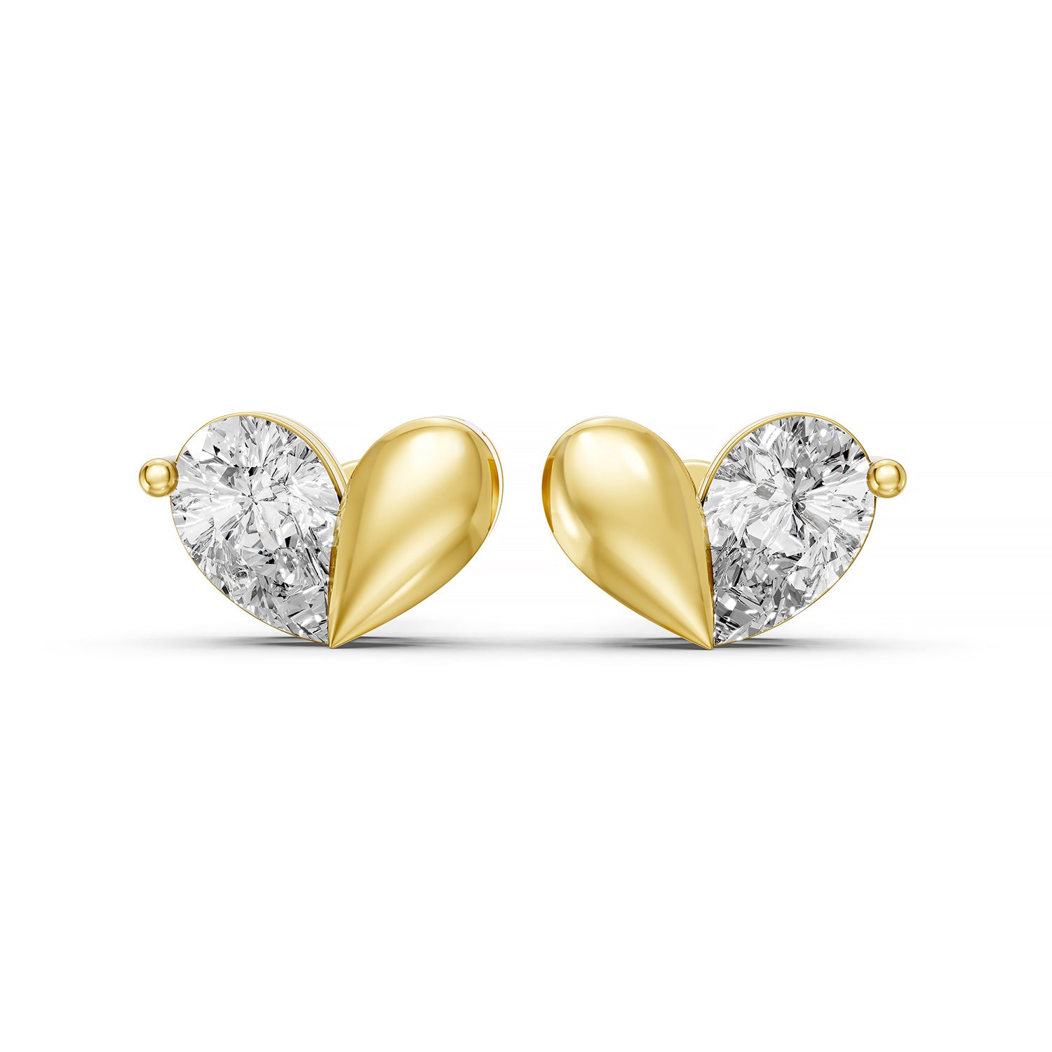 Pear Lab-Grown Diamond Leaf Stud Earrings