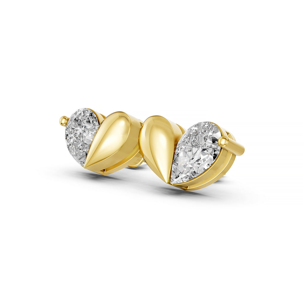 Pear Lab-Grown Diamond Leaf Stud Earrings