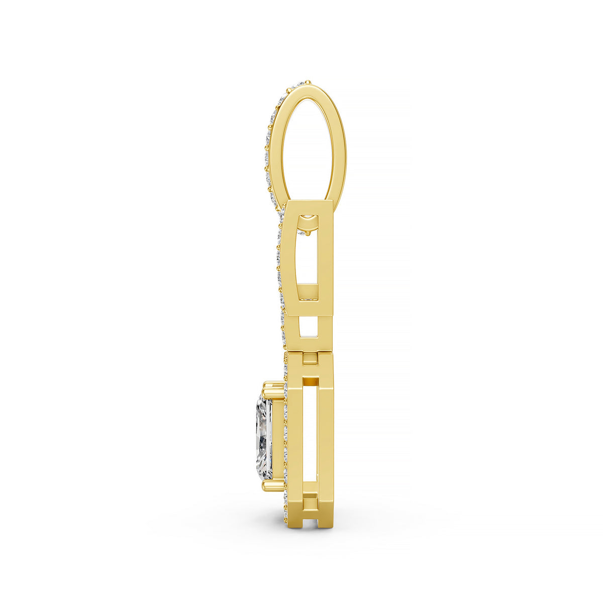 14KT Gold Geometric Diamond Pendant