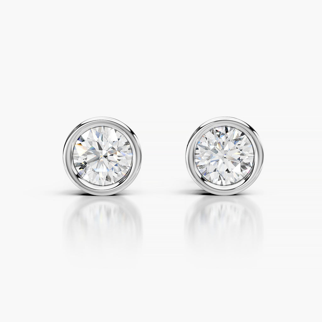 Round Bezel Set Lab-Grown Diamond Stud Earrings