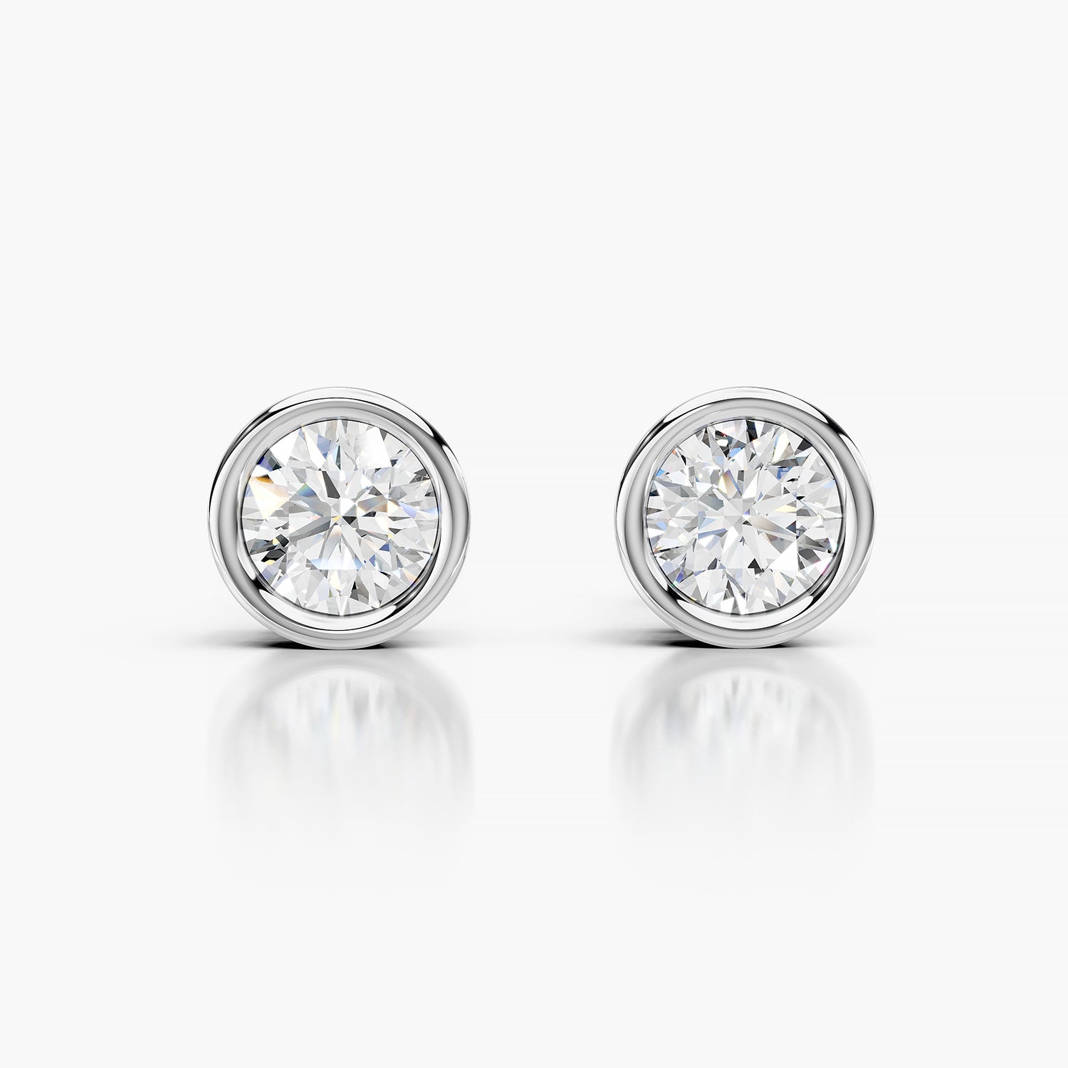 Round Bezel Set Lab-Grown Diamond Stud Earrings
