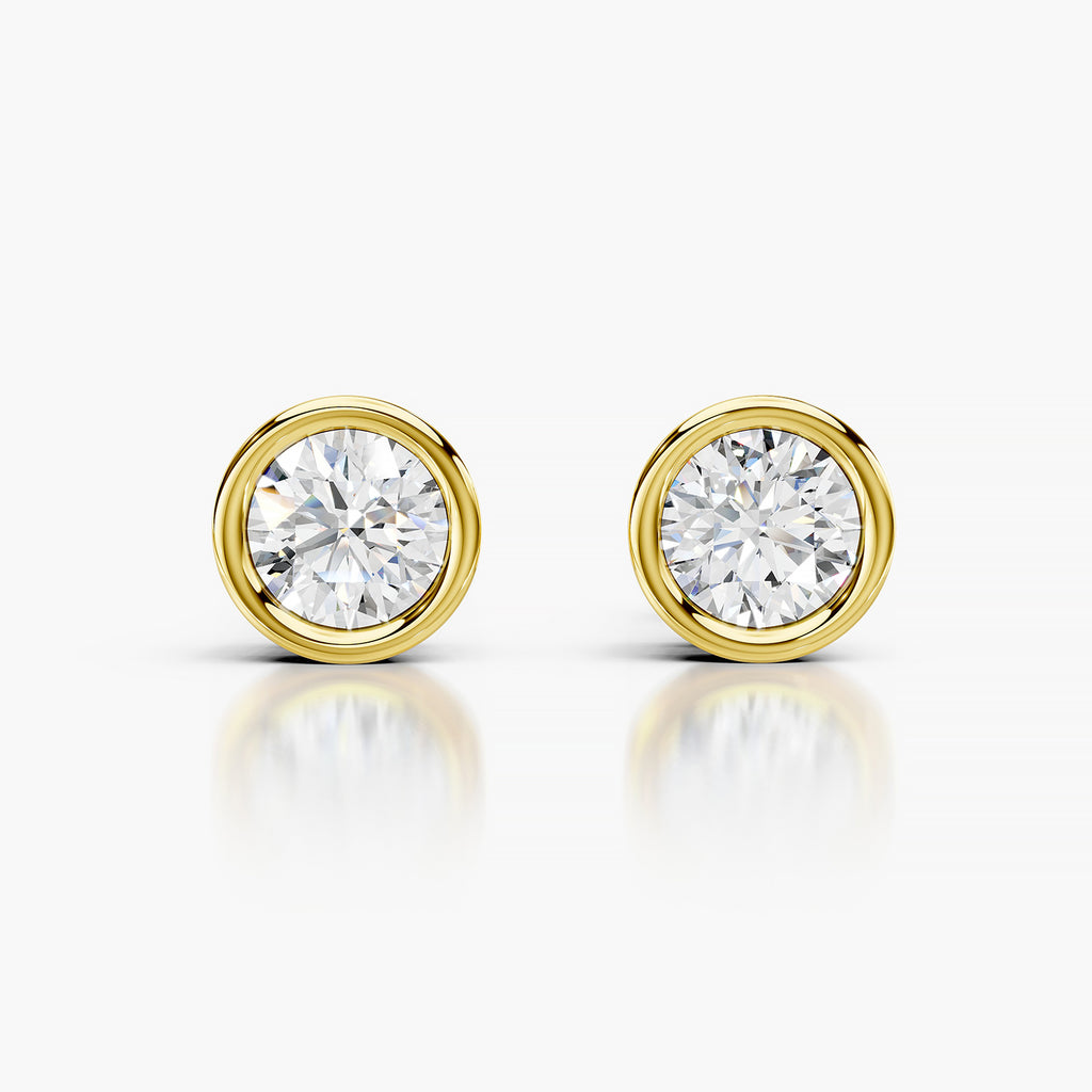 Round Bezel Set Lab-Grown Diamond Stud Earrings