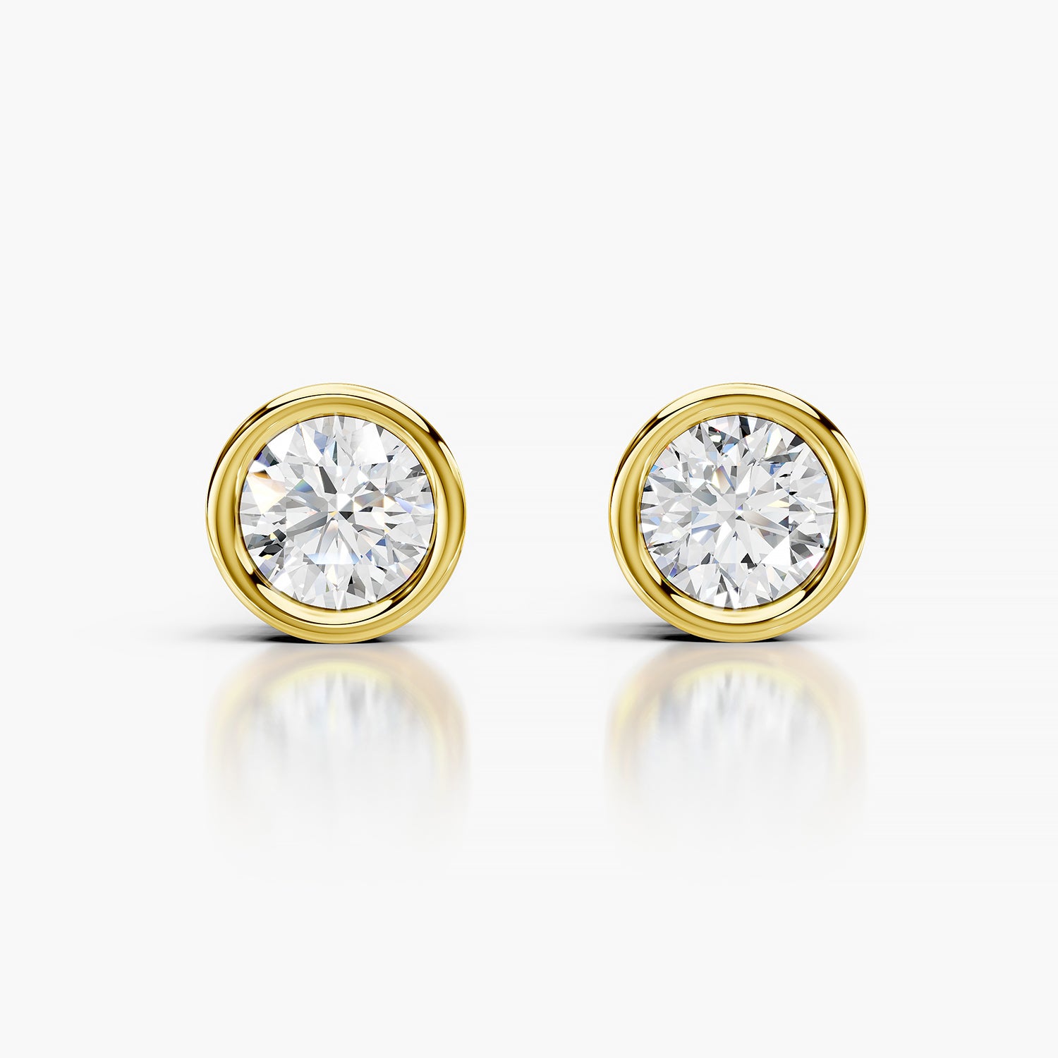 Round Bezel Set Lab-Grown Diamond Stud Earrings