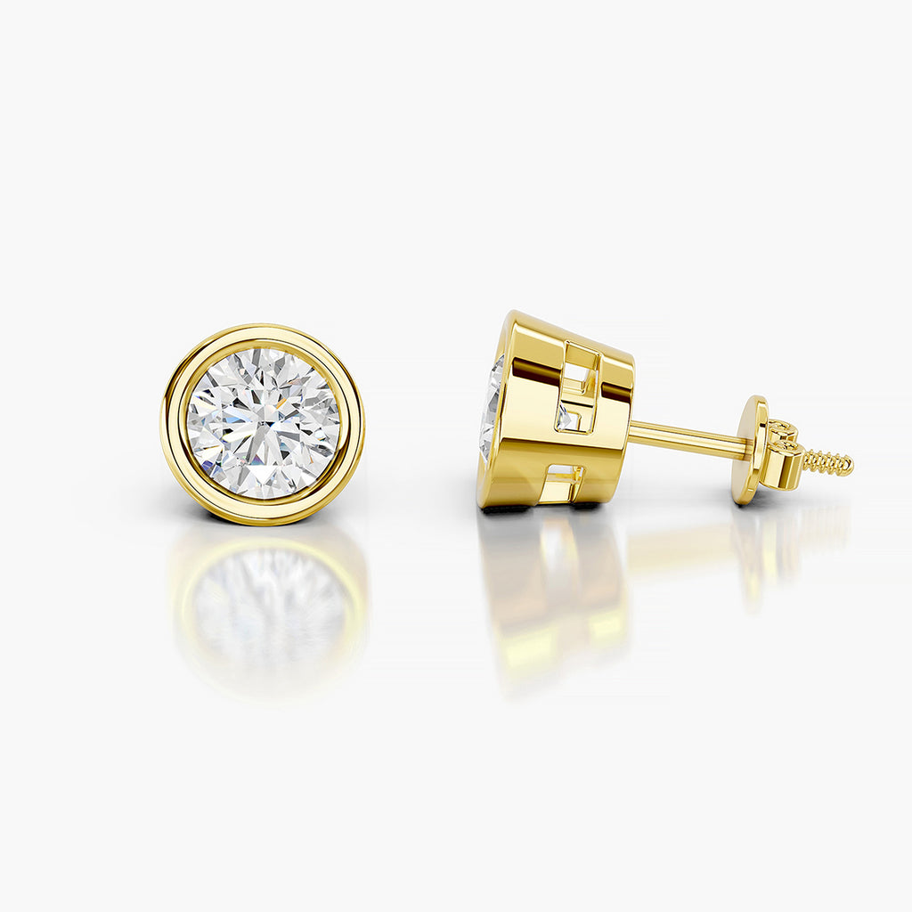 Round Bezel Set Lab-Grown Diamond Stud Earrings