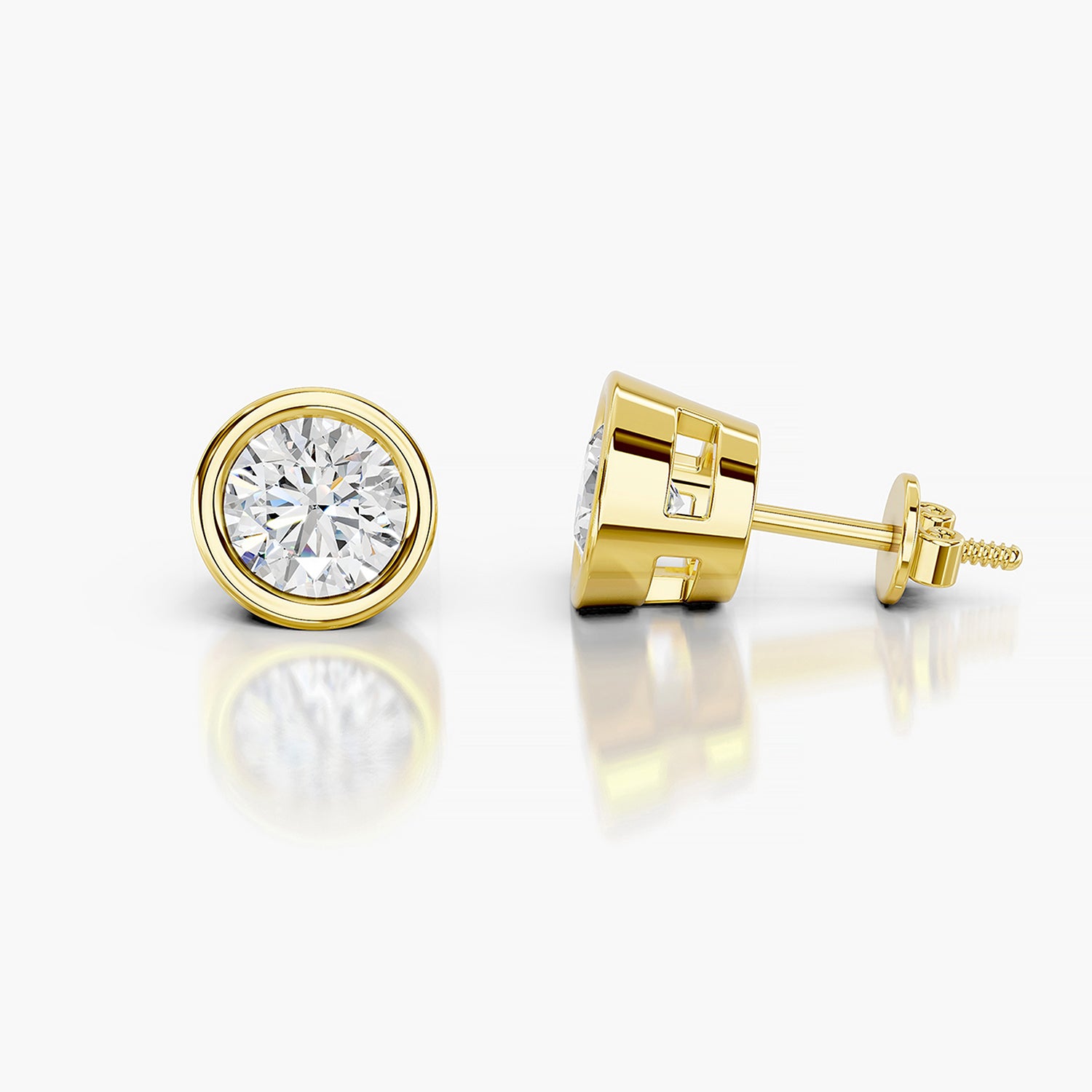 Round Bezel Set Lab-Grown Diamond Stud Earrings