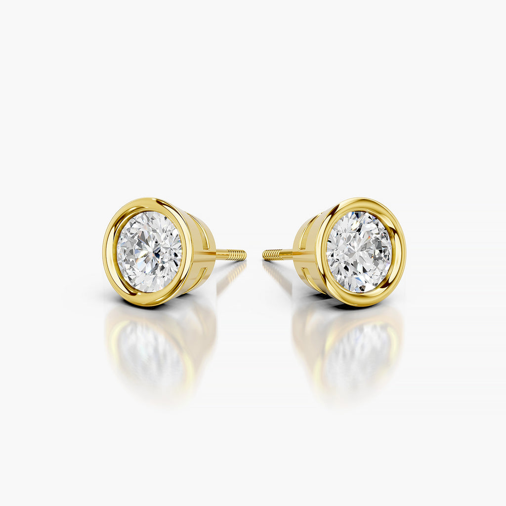 Round Bezel Set Lab-Grown Diamond Stud Earrings