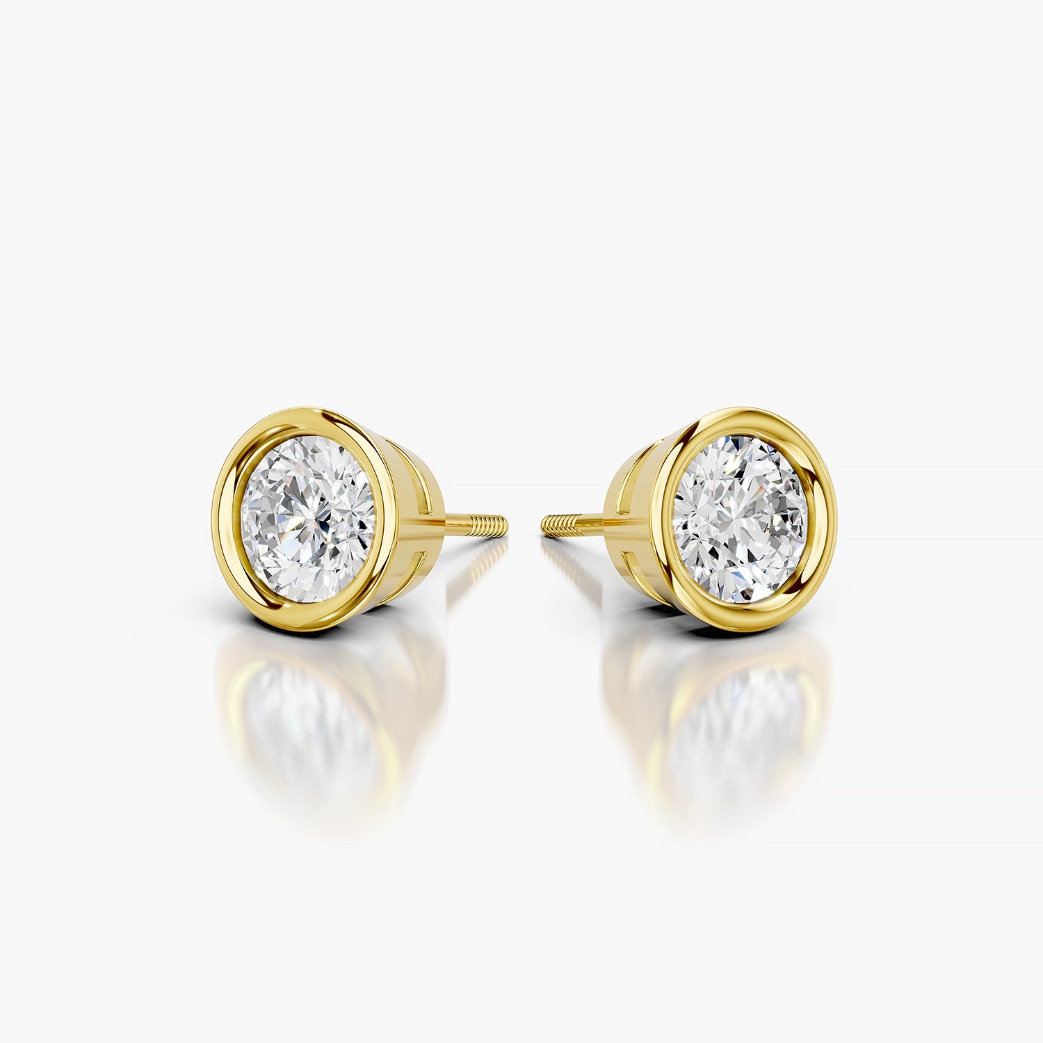 Round Bezel Set Lab-Grown Diamond Stud Earrings
