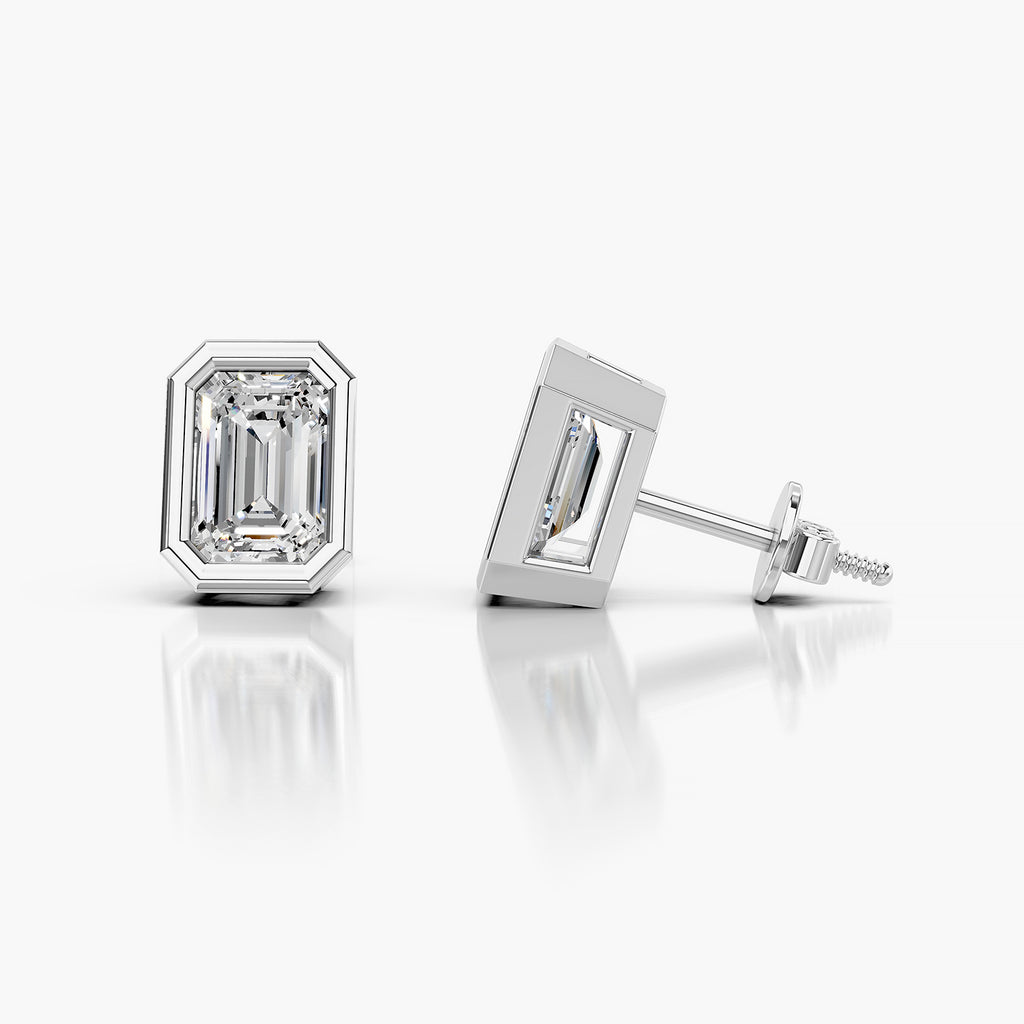 Emerald Cut Lab-Grown Diamond Solitaire Stud Earrings