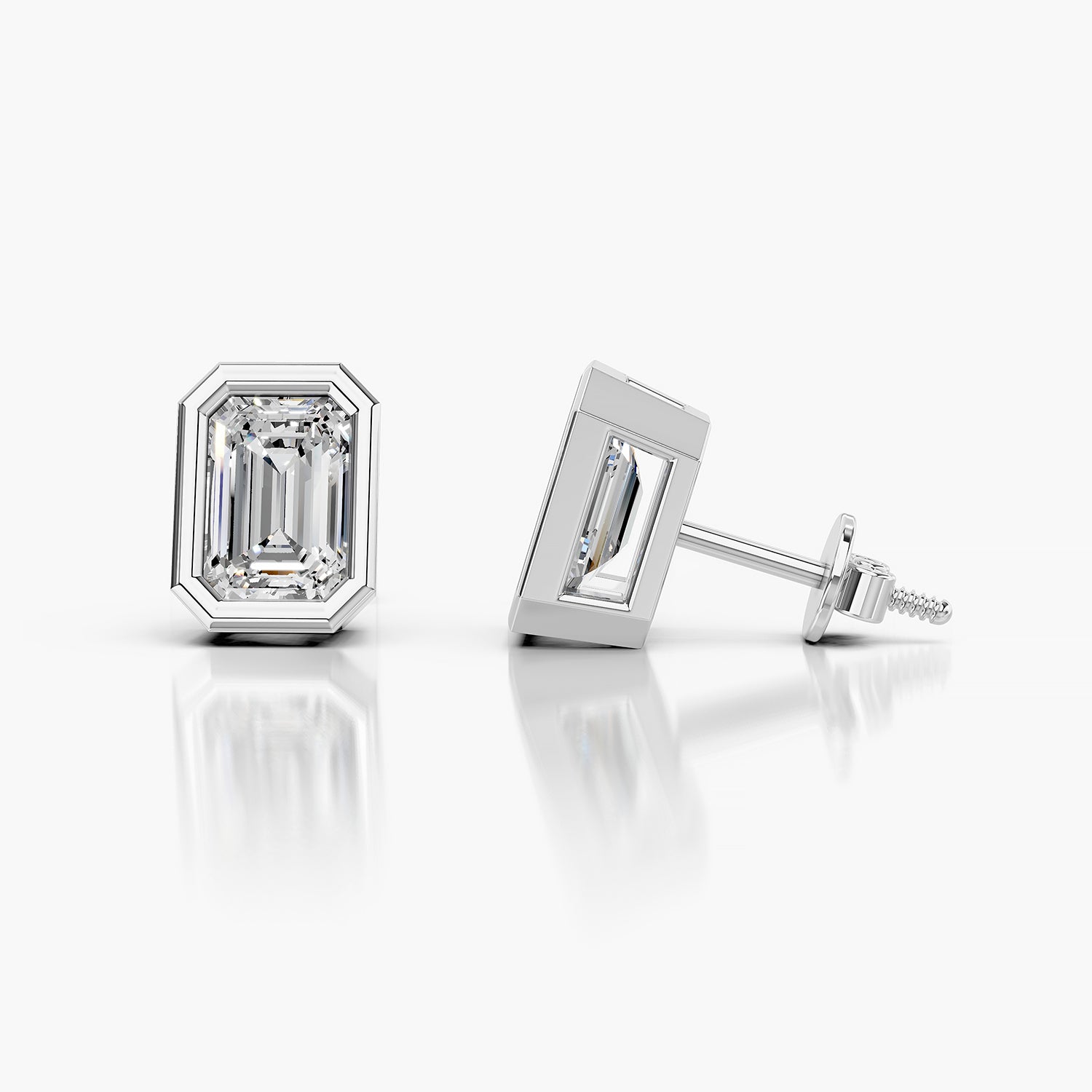 Emerald Cut Lab-Grown Diamond Solitaire Stud Earrings