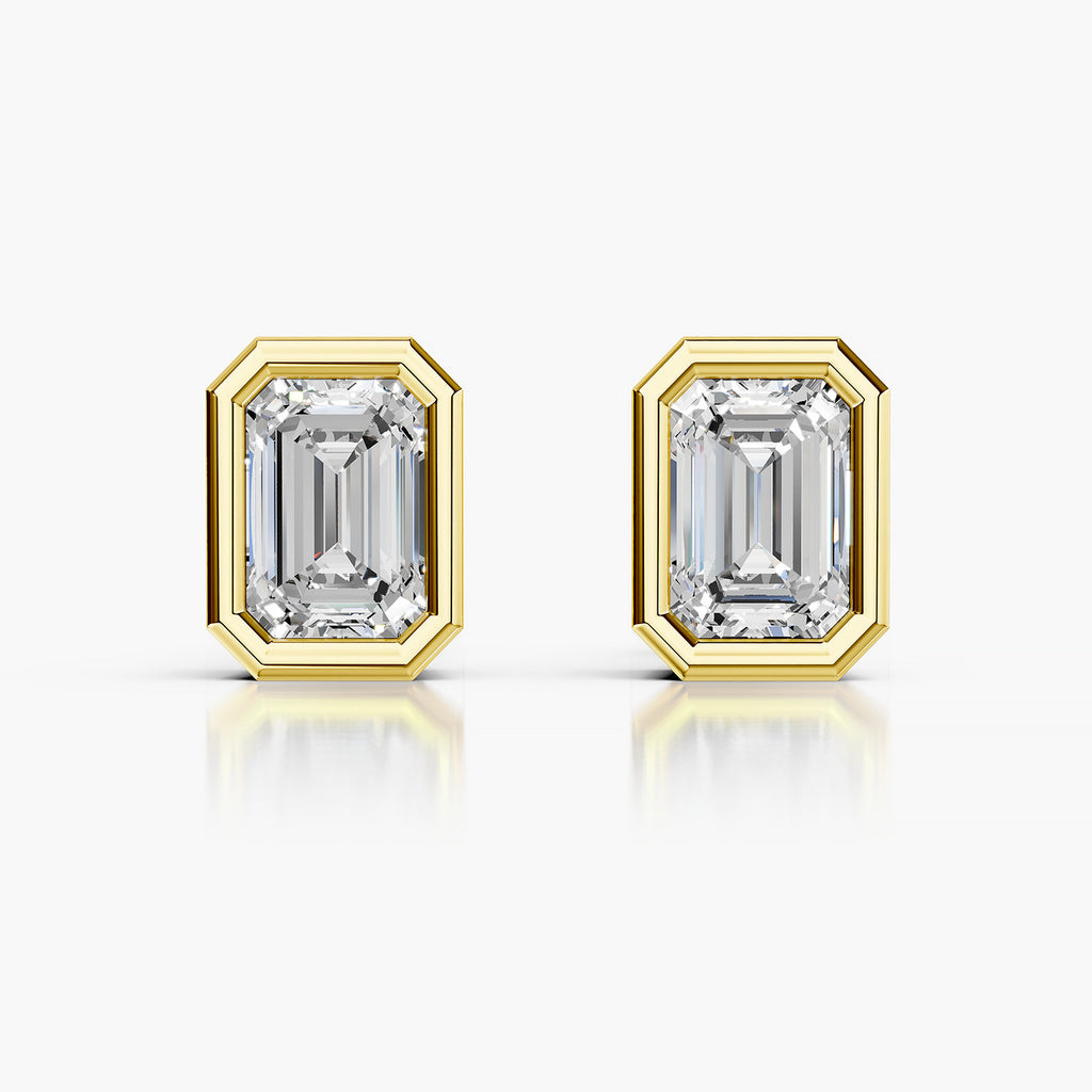 Emerald Cut Lab-Grown Diamond Solitaire Stud Earrings