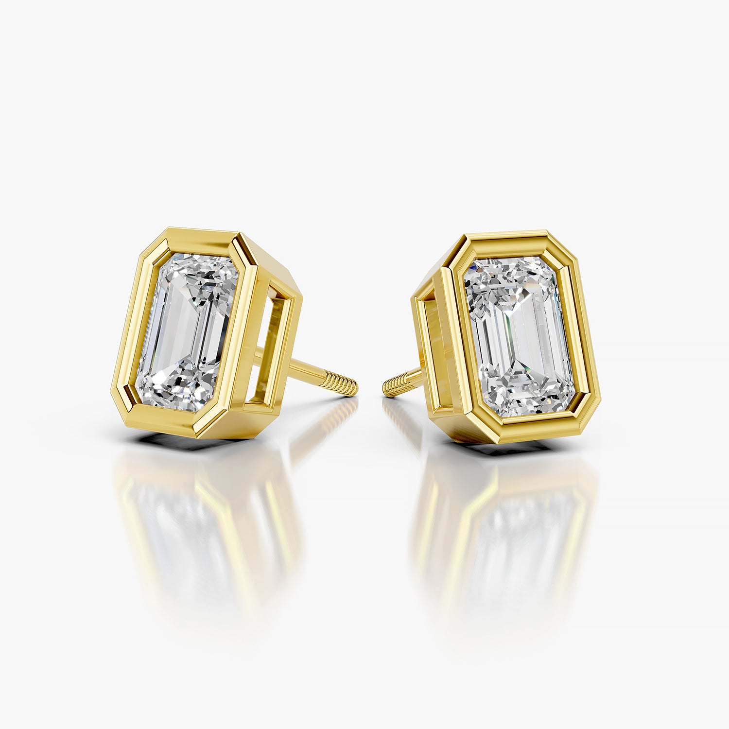 Emerald Cut Lab-Grown Diamond Solitaire Stud Earrings