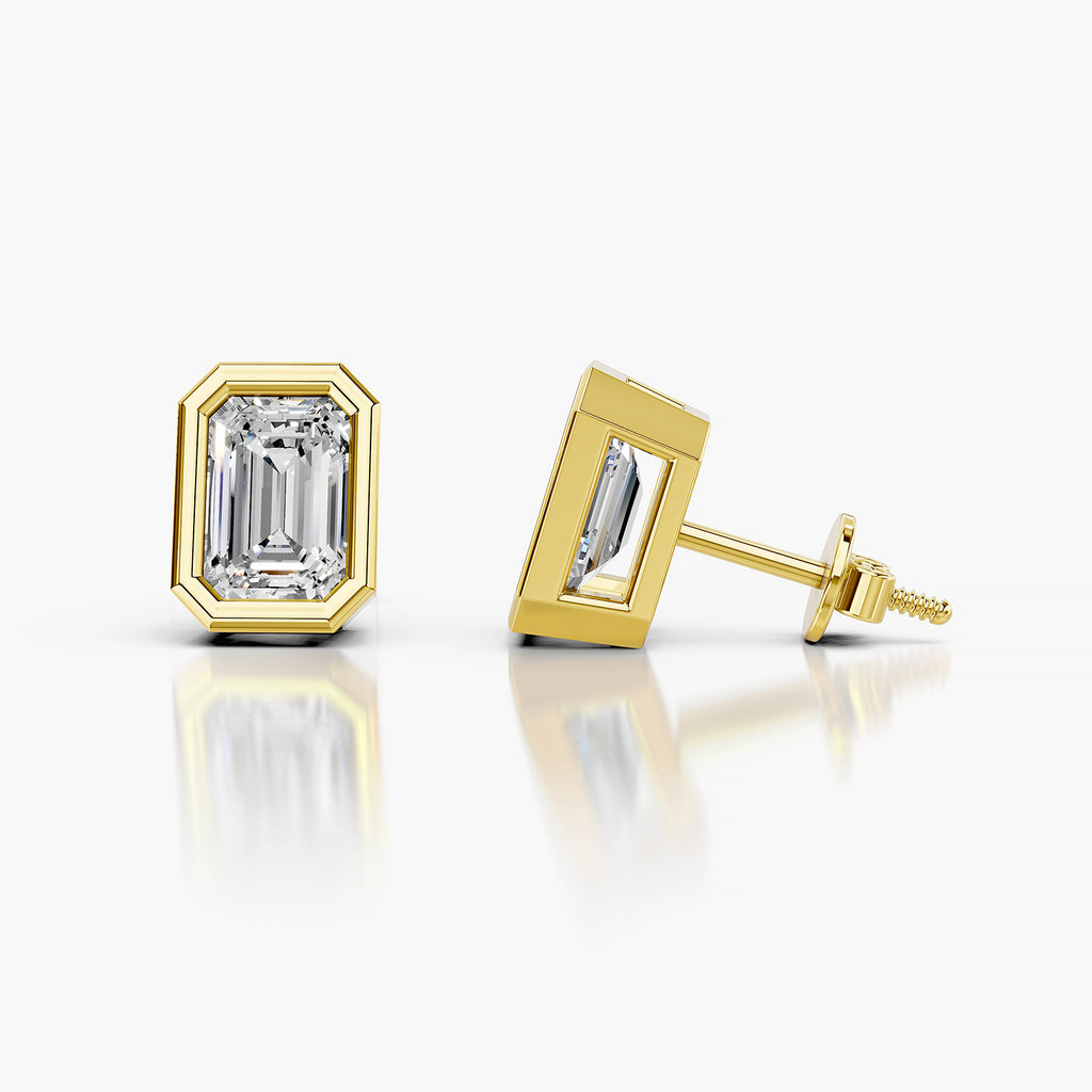Emerald Cut Lab-Grown Diamond Solitaire Stud Earrings