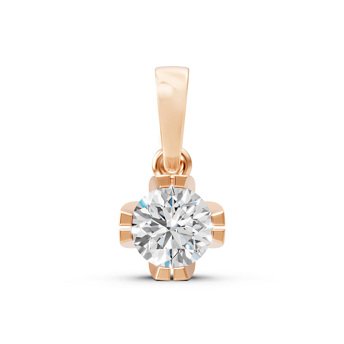 14KT Gold Round Brilliant Diamond Solitaire Pendant