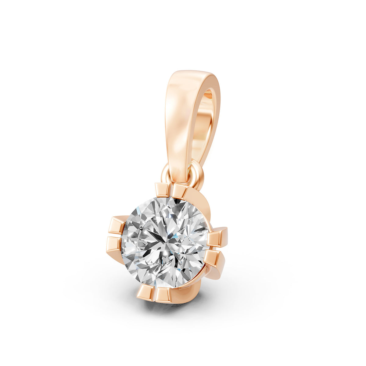 14KT Gold Round Brilliant Diamond Solitaire Pendant