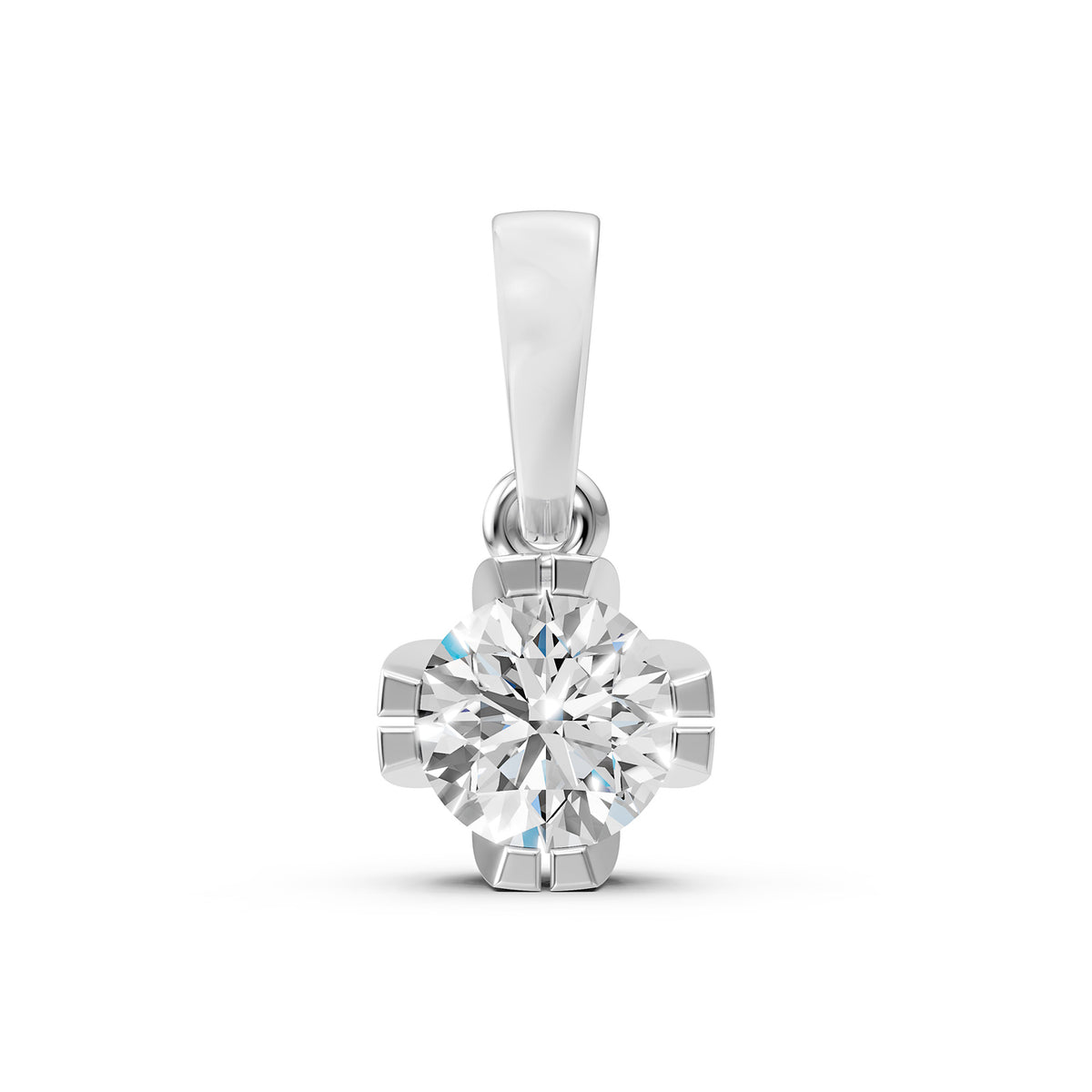 14KT Gold Round Brilliant Diamond Solitaire Pendant