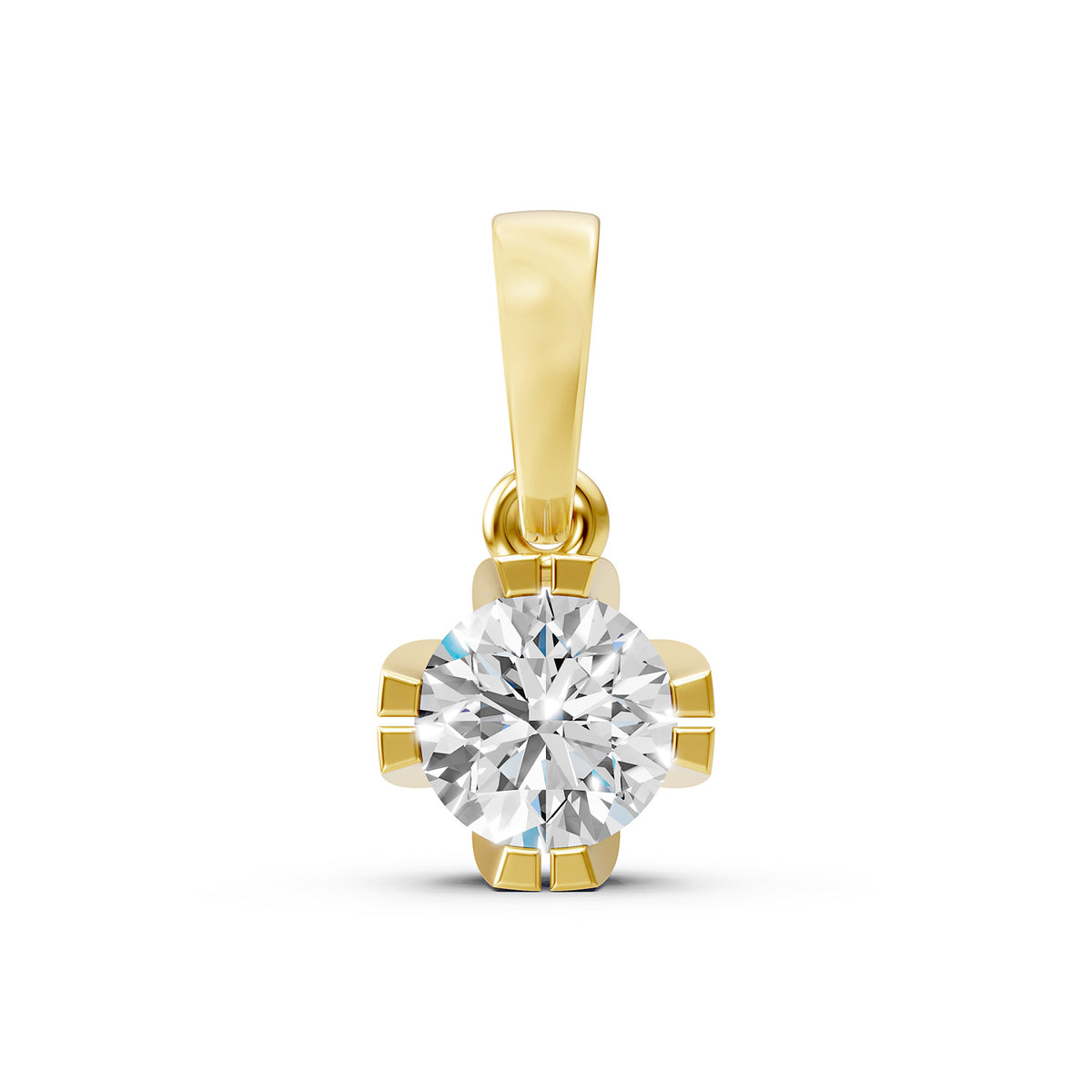 14KT Gold Round Brilliant Diamond Solitaire Pendant