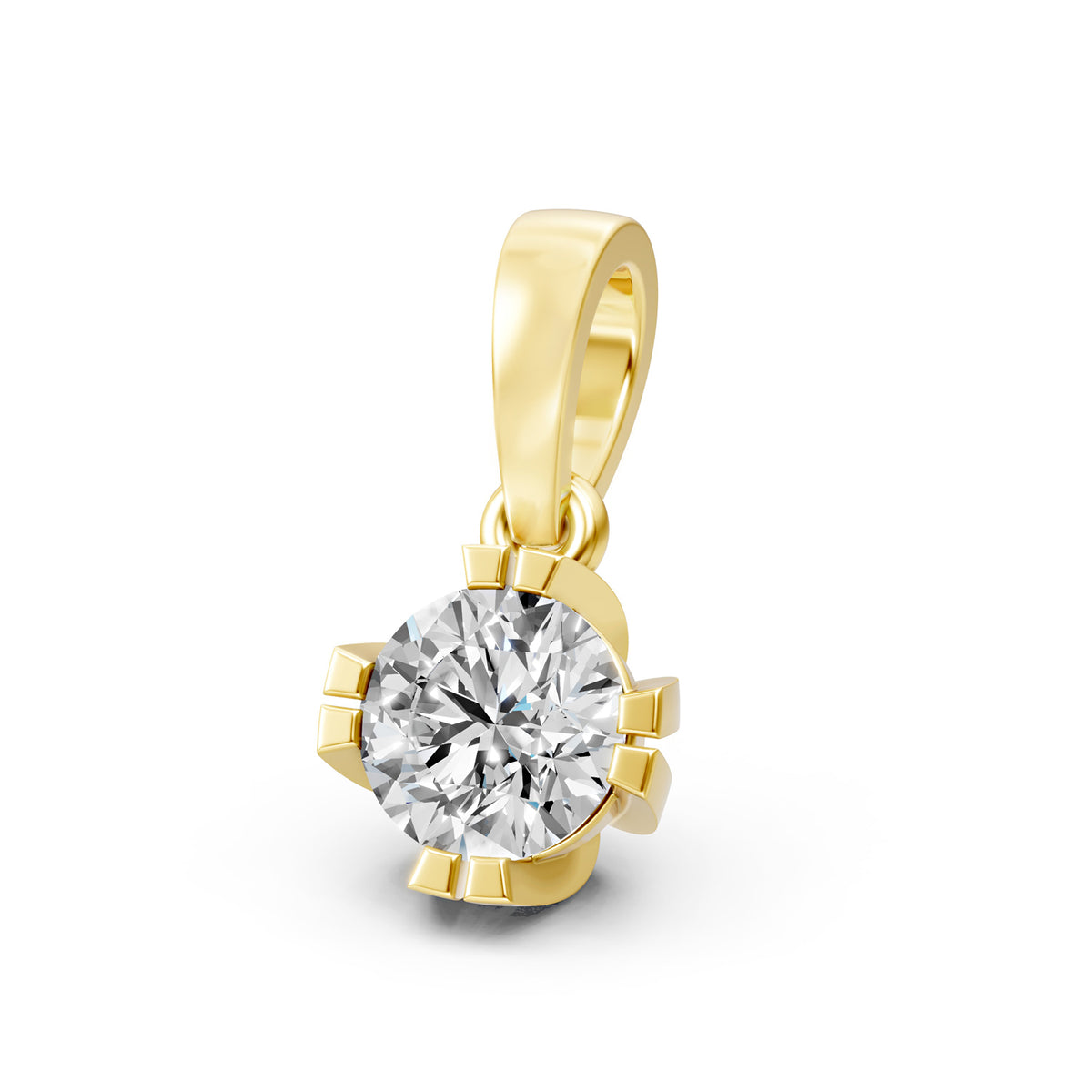 14KT Gold Round Brilliant Diamond Solitaire Pendant