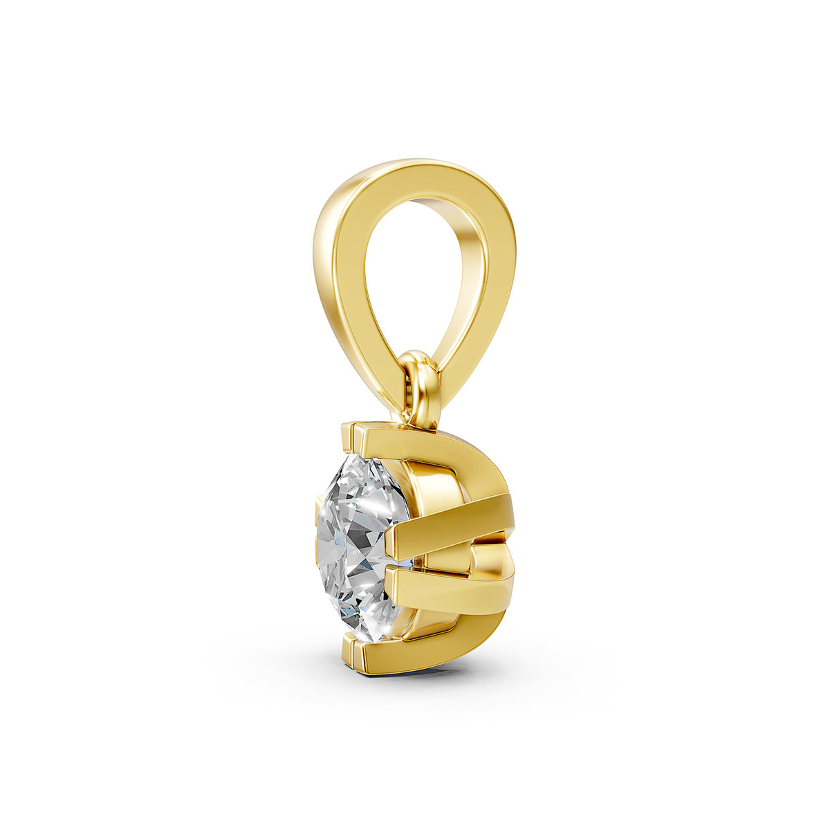 14KT Gold Round Brilliant Diamond Solitaire Pendant