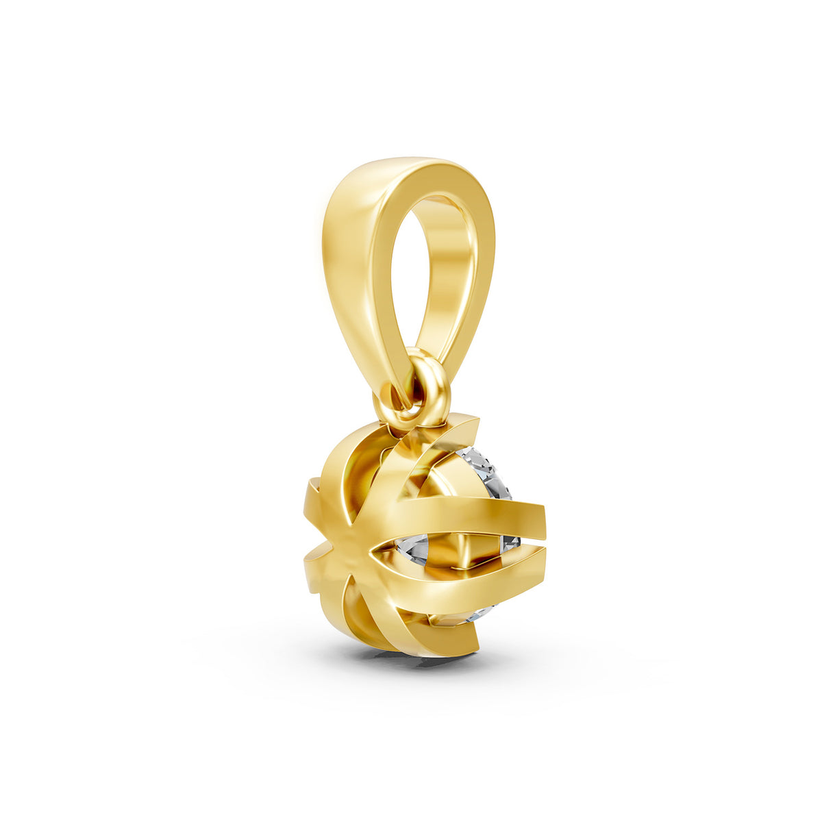 14KT Gold Round Brilliant Diamond Solitaire Pendant
