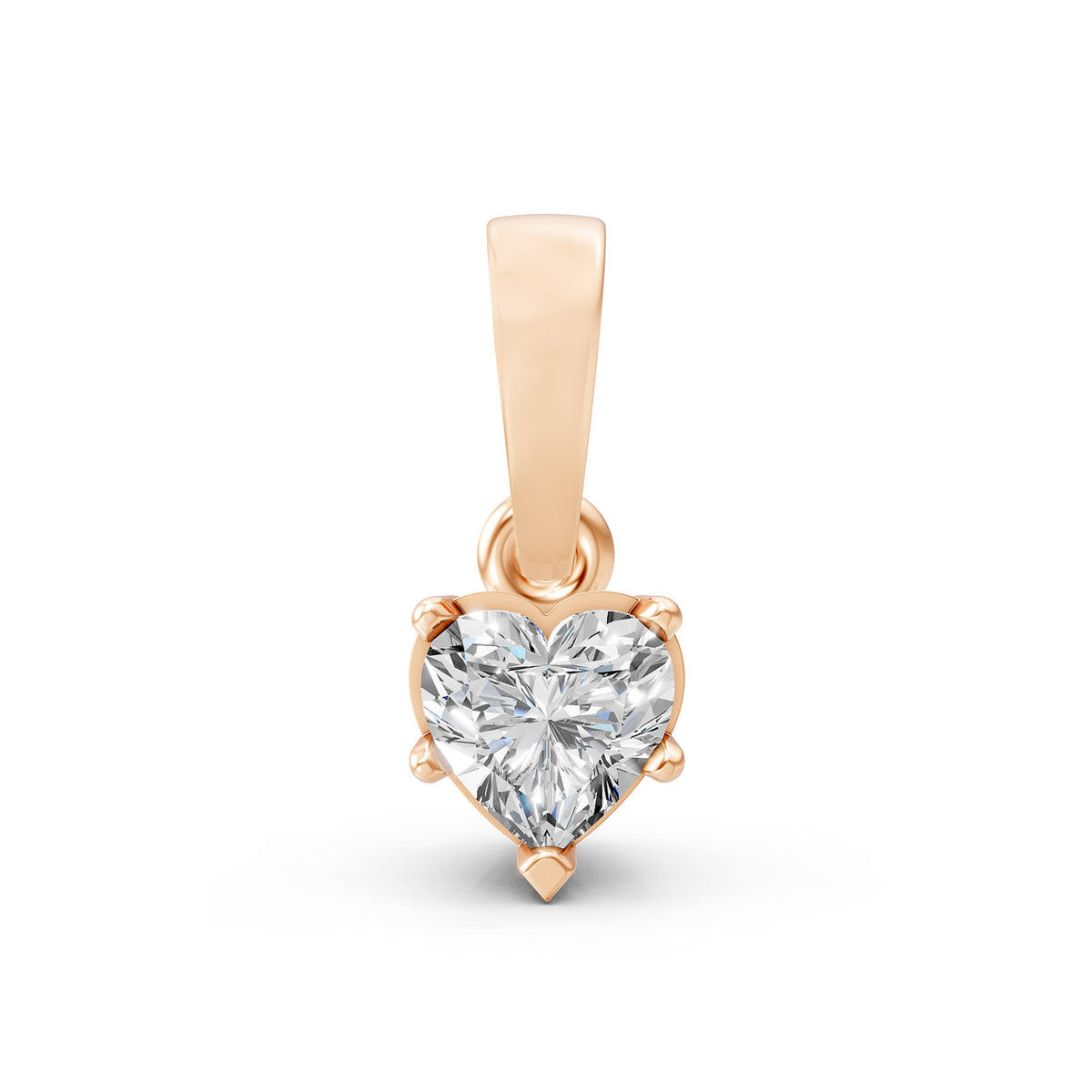 14KT Gold Heart-Shaped Diamond Solitaire Pendant