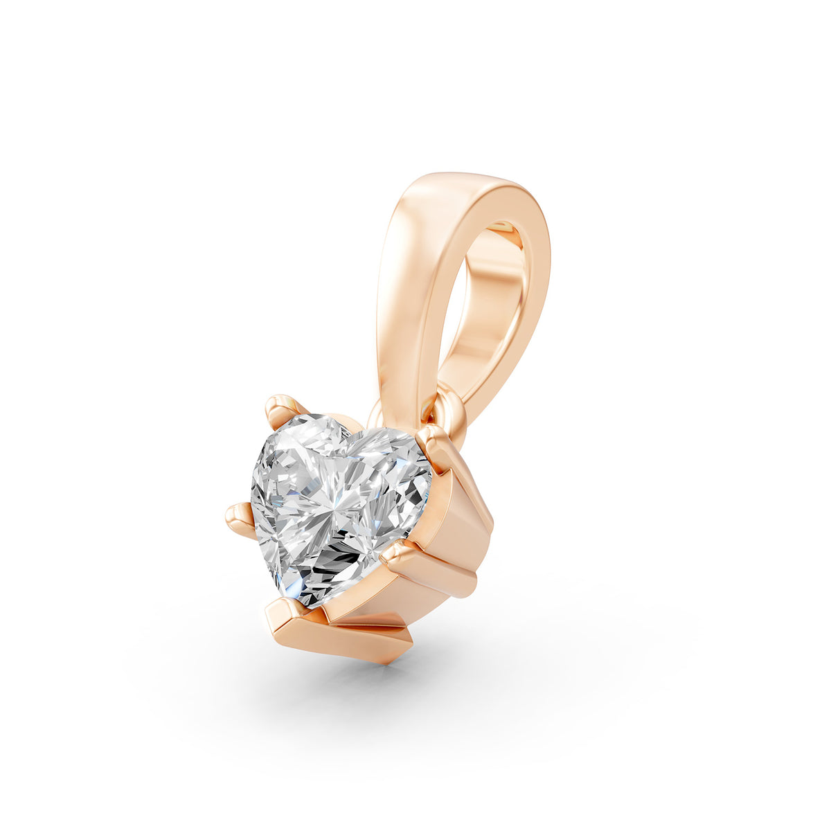 14KT Gold Heart-Shaped Diamond Solitaire Pendant