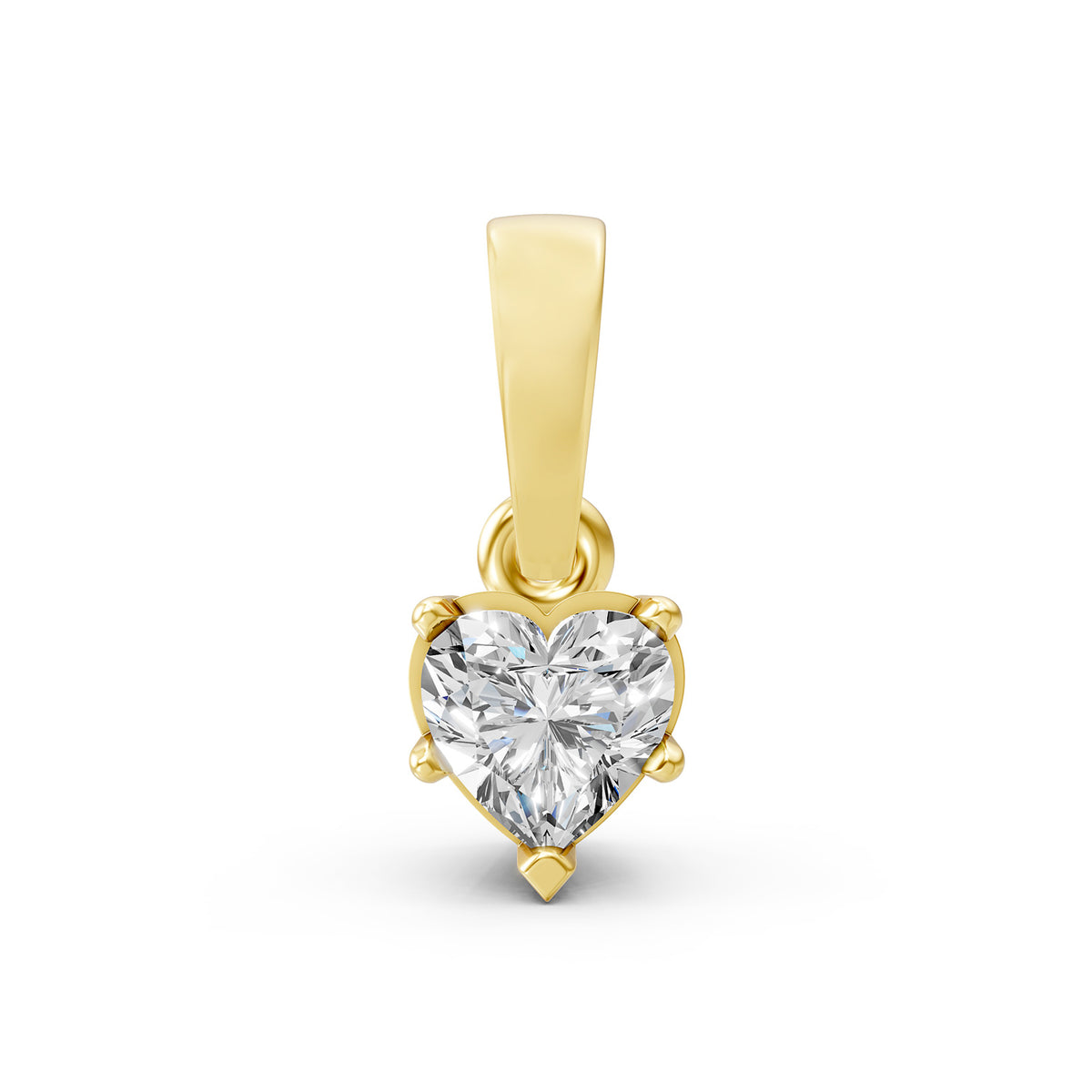 14KT Gold Heart-Shaped Diamond Solitaire Pendant