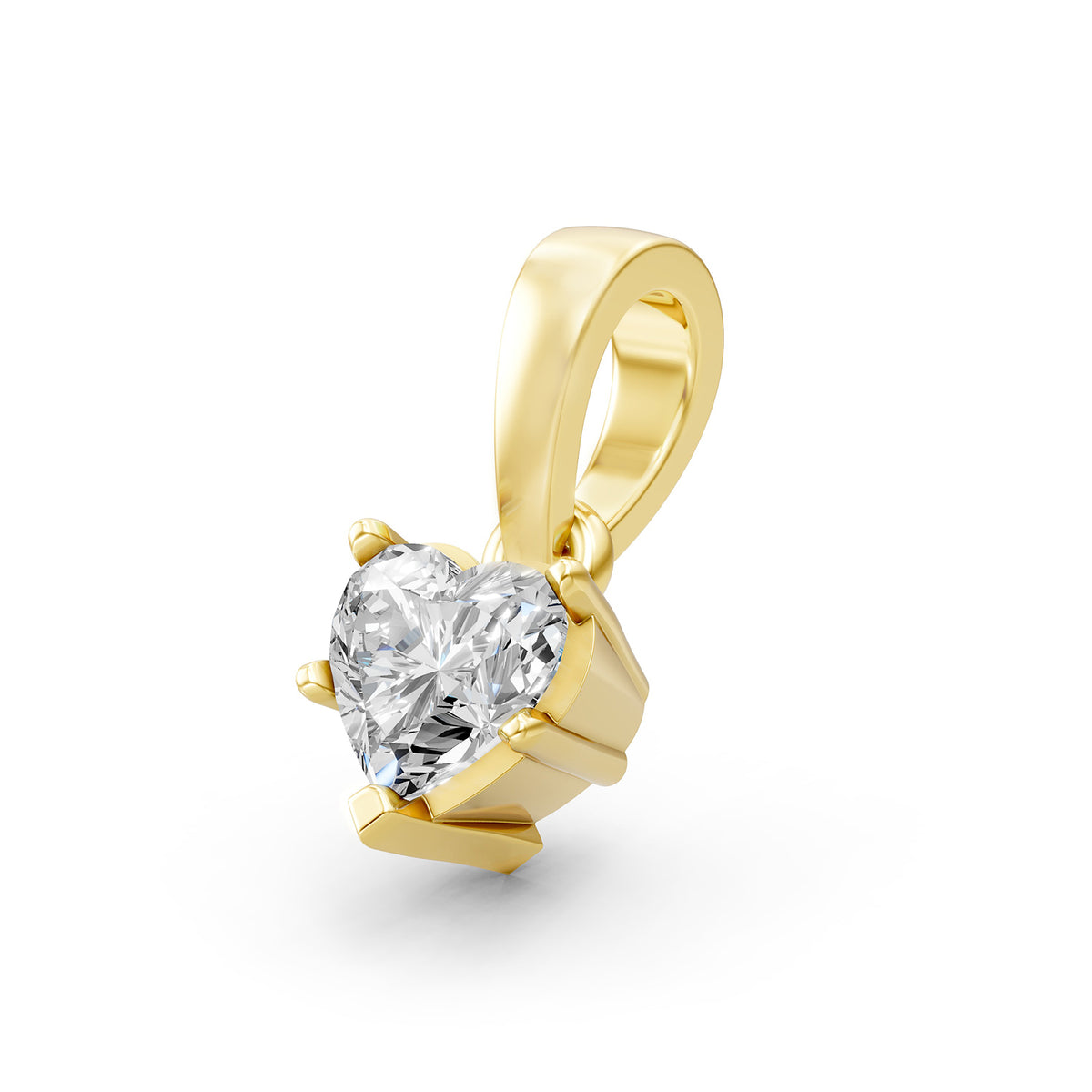 14KT Gold Heart-Shaped Diamond Solitaire Pendant