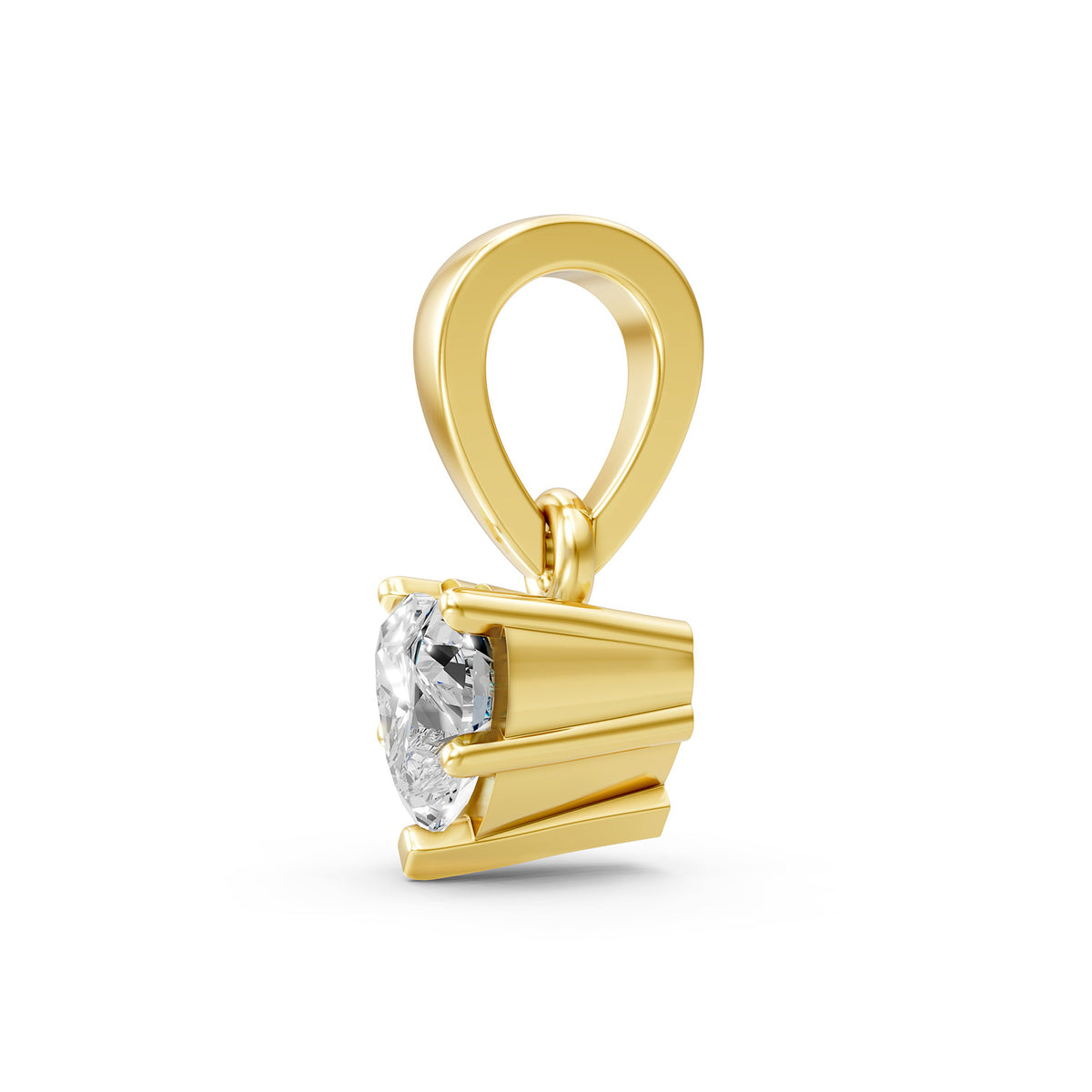 14KT Gold Heart-Shaped Diamond Solitaire Pendant