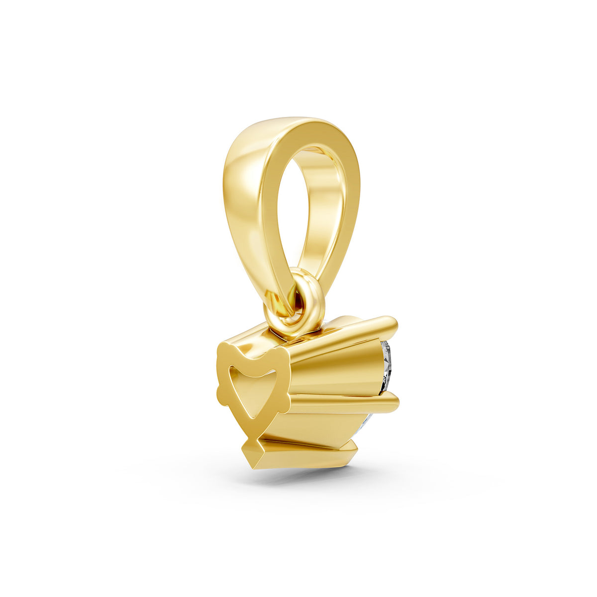 14KT Gold Heart-Shaped Diamond Solitaire Pendant
