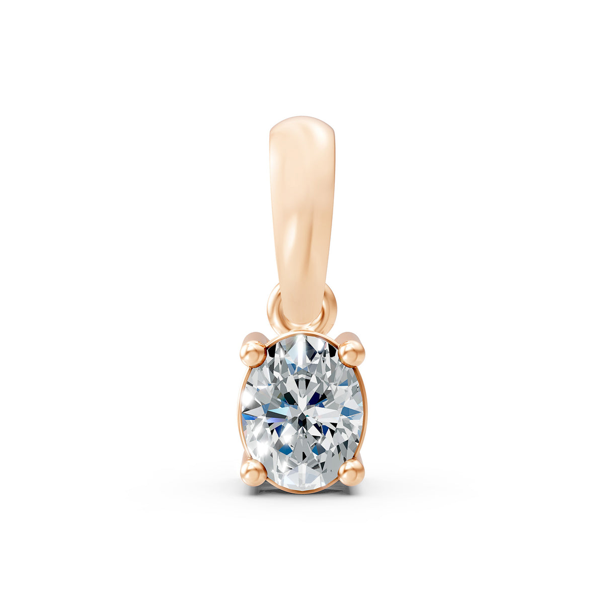 14KT Gold Oval-Cut Diamond Solitaire Pendant